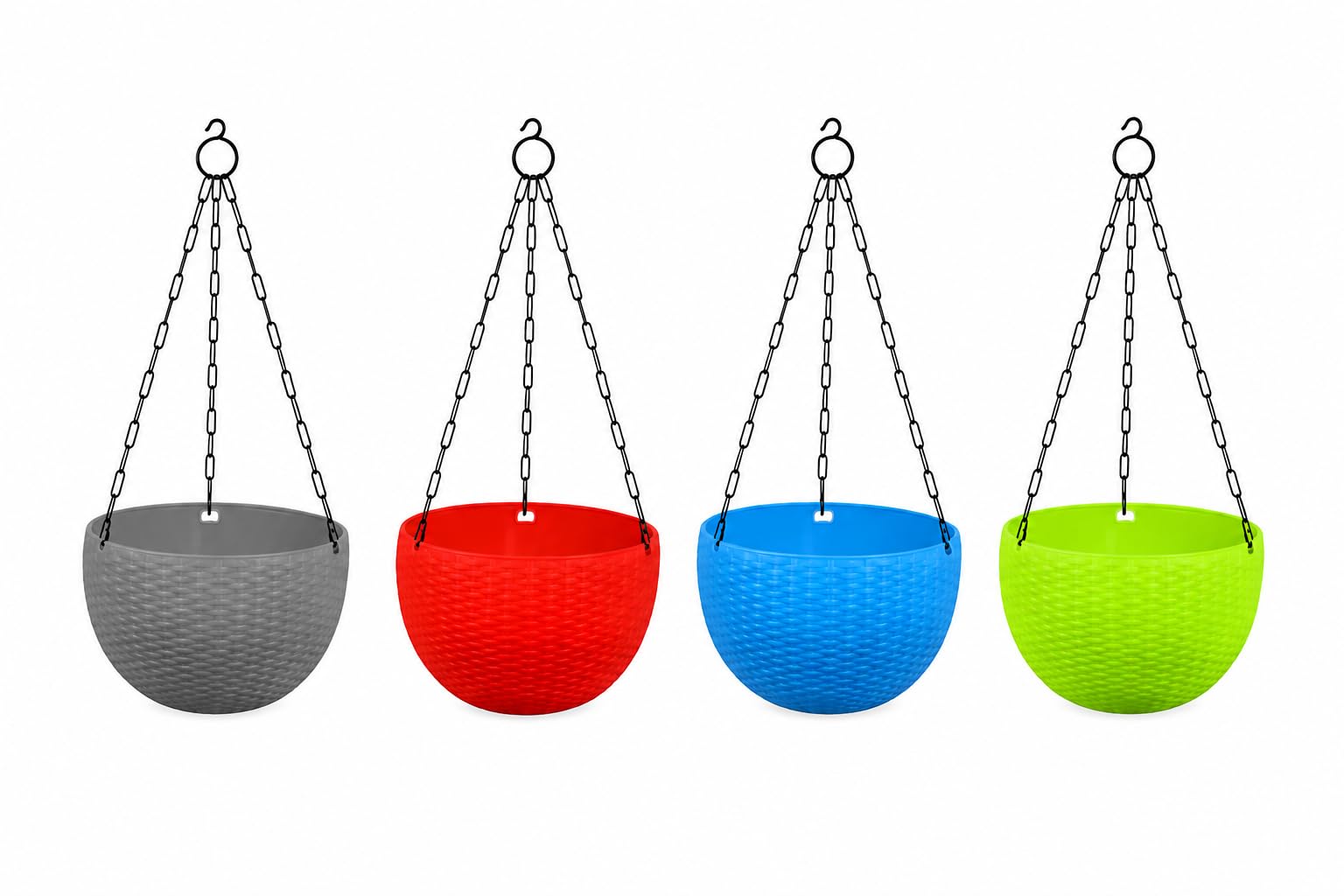 Euro Decorative Hanging Plant Pot Set, Multicolour, with Metal Chain, 4 Pack-image-31