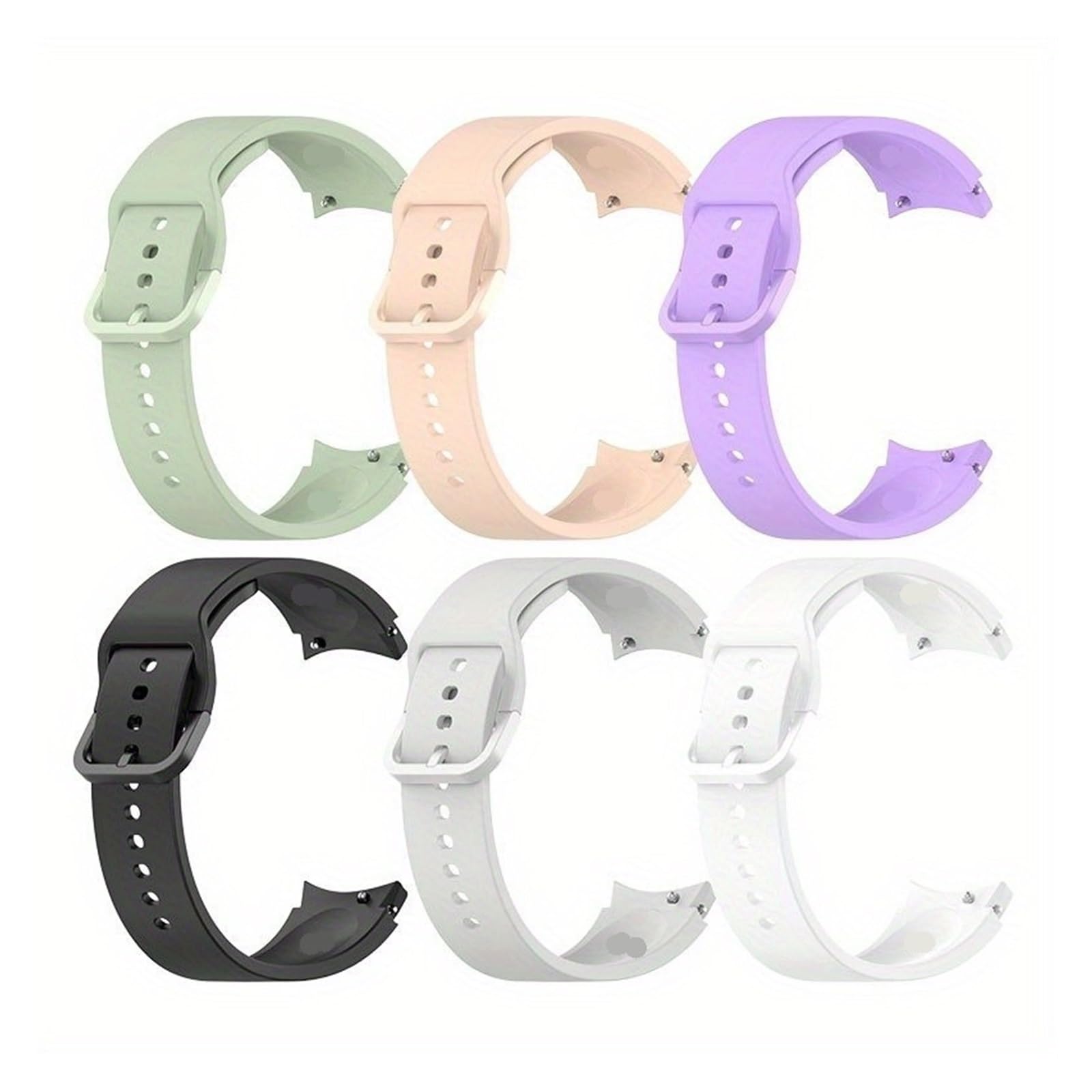 Lot de 6 bracelets de sport en silicone souple pour Galaxy Watch 4 5 6 40 mm 44 mm 43 mm 47 mm Watch 6 Classic 43/47 mm