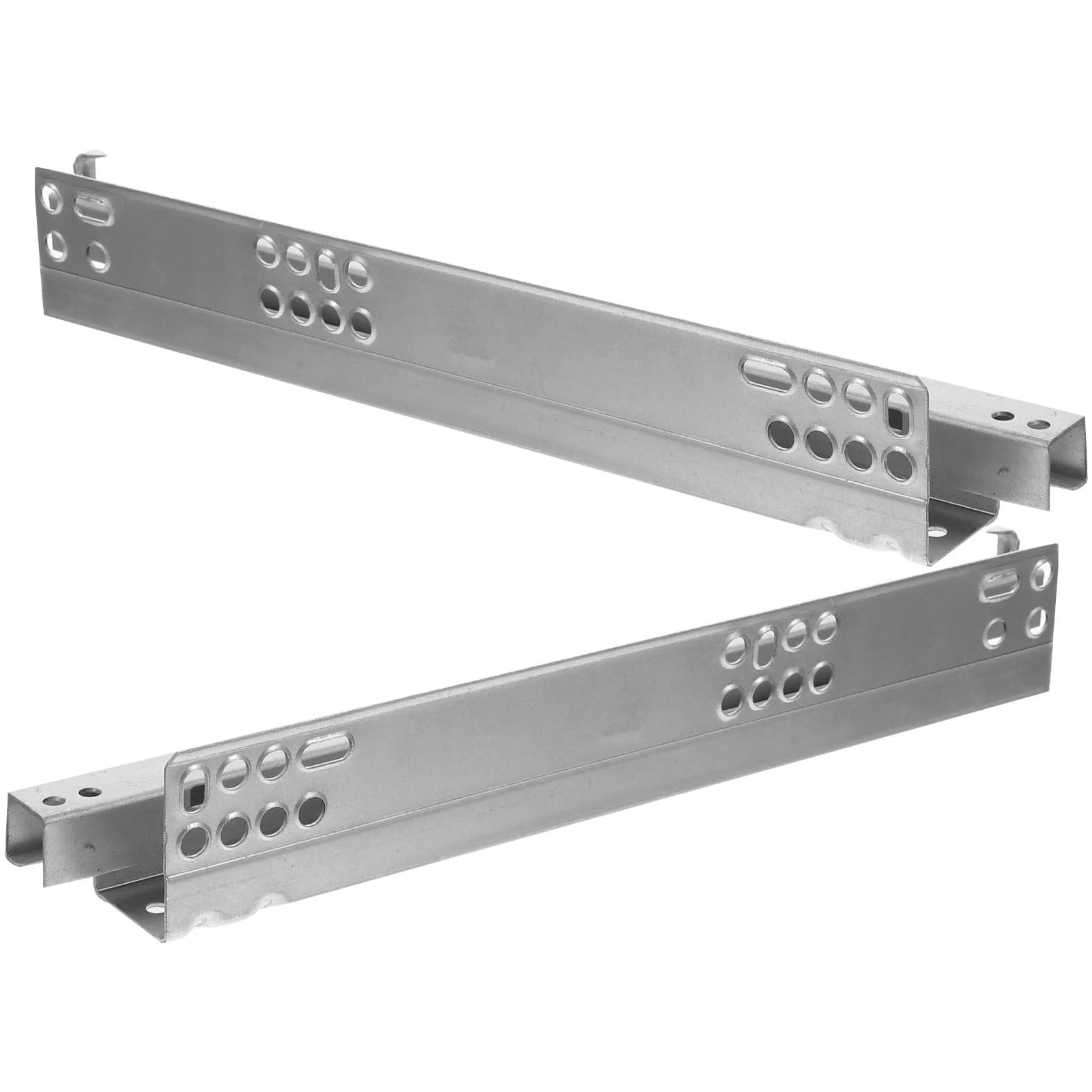 Oumifand Silver 2Pcs Hidden Slide Drawer Support Bottom Slides Rail Runner Cabinet Slideway Cold Rolled Steel For Damping Rails