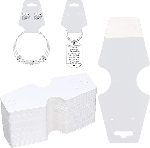 200 tarjetas de exhibición de pulseras, collares adhesivos, llavero, tarjetas de exhibición de joyas, gargantilla, soporte para tarjetas, papel de