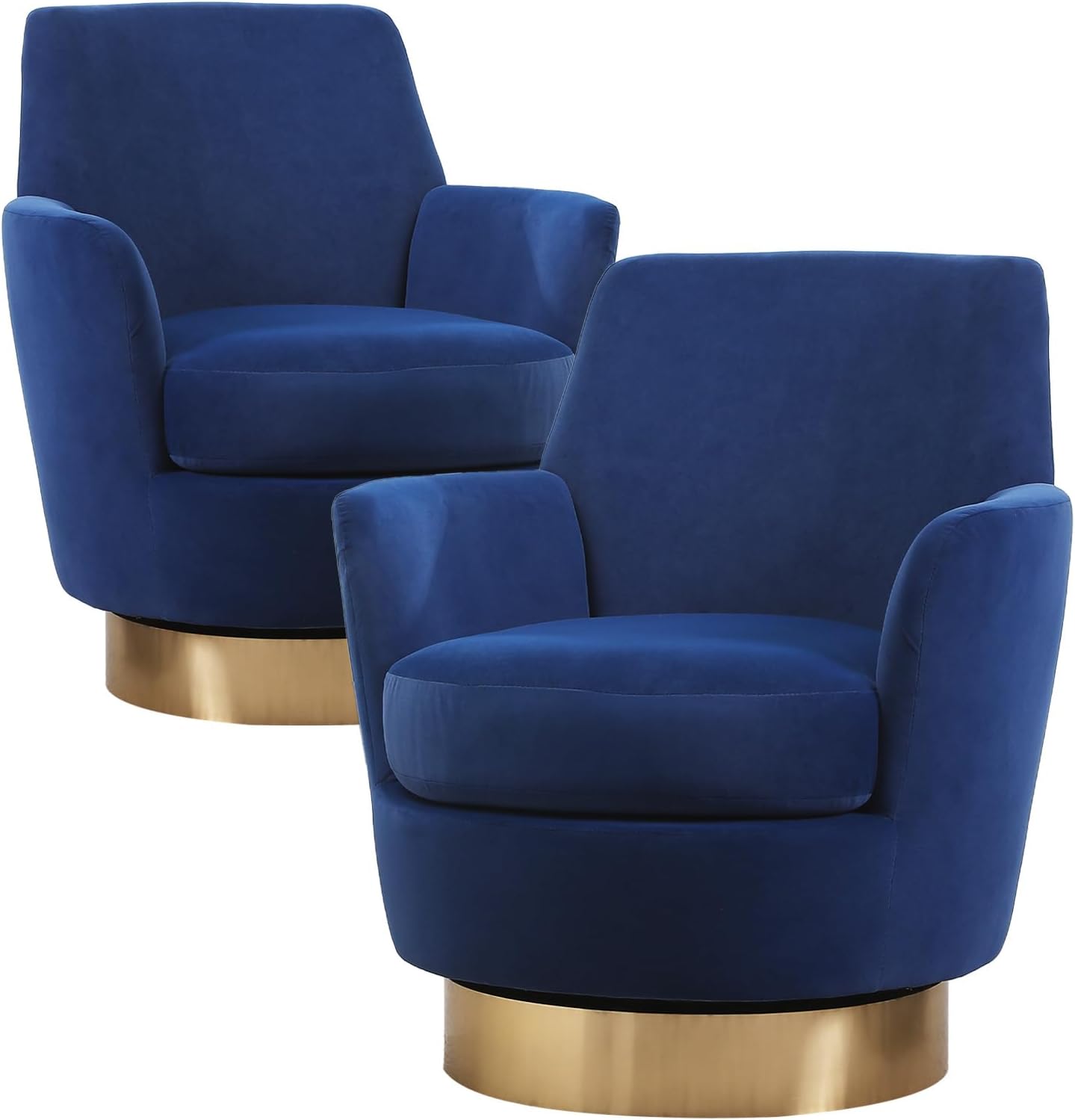 Swivel Barrel Chair Set of 2,Modern Round Accent Arm Chairs with Tall Backrest,Upholstered Comfy 360 Degree Velvet Swivel Round Single Club Sofa Chair for Nursery Living Room Bedroom