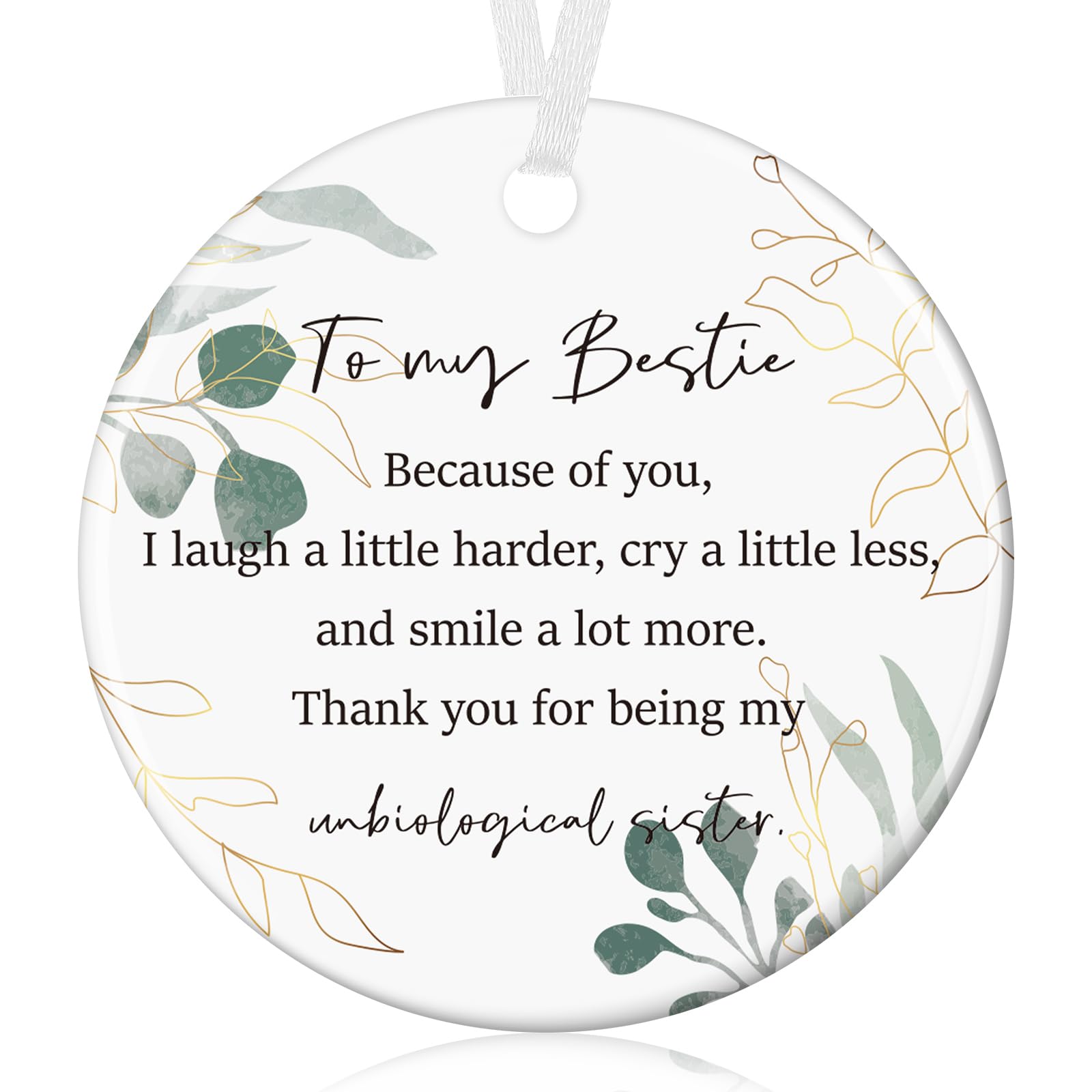 Tenare Bestie Thanks Gifts White Ceramics Thanks Ornament for Bestie Women Girls Hanging Thoughtful Plaques Decorations Birthday Gifts