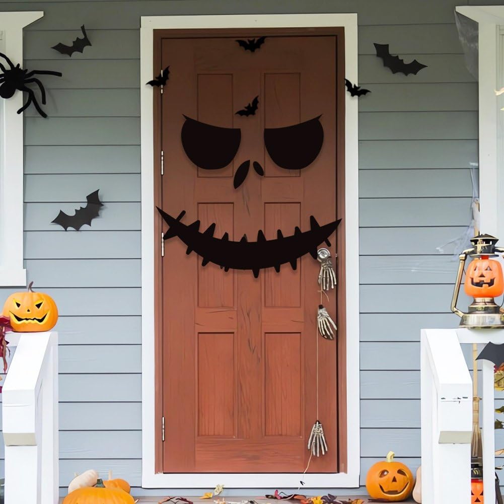 Halloweenowe naklejki na drzwi straszne naklejki z czaszką śmieszne naklejki na okna do nawiedzonych domów imprezy halloweenowe dekoracje ścienne
