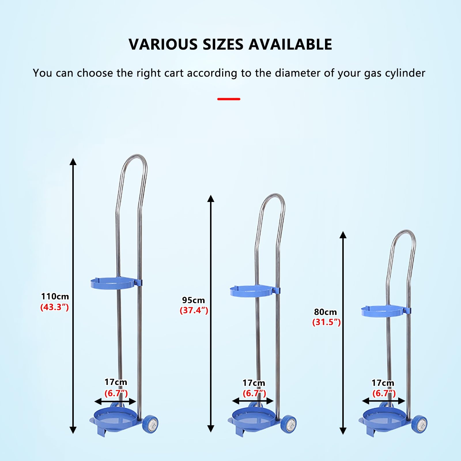 Carrello portabombole Leggero, Carrello for Ossigeno in Acciaio Inox con Ruote, Carrello portabombole Portatile for Uso Industriale, ospedaliero e Domestico(10L/2.6Gal(H 31.5 inch))