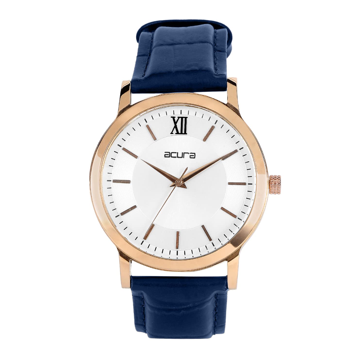 Acura Analog Watch for Men. Classy, Elegant, Stylish Watch. Round White Dial with Navy Blue Leather Strap. (B09SZGC7K3) Amazon Price History, Amazon Price Tracker
