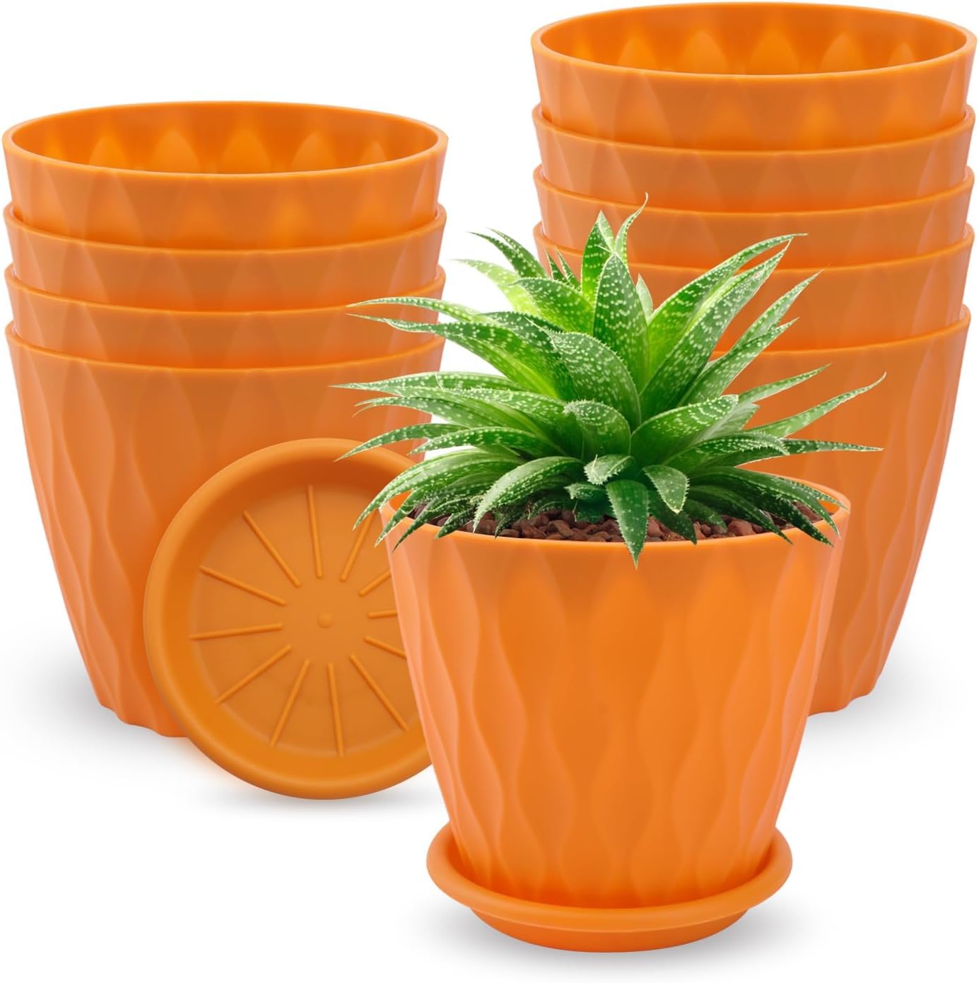 FNCRON Set of 5 | 6.5 Inch Flower Pots for Home Decoration, Flower Pots for Garden Plants, Planter Pots with Drainage Hole and Tray Saucer,Indoor Plant Pots, Pots for Plants (Yellow) (B0DH7ZJB8G) Amazon Price History, Amazon Price Tracker