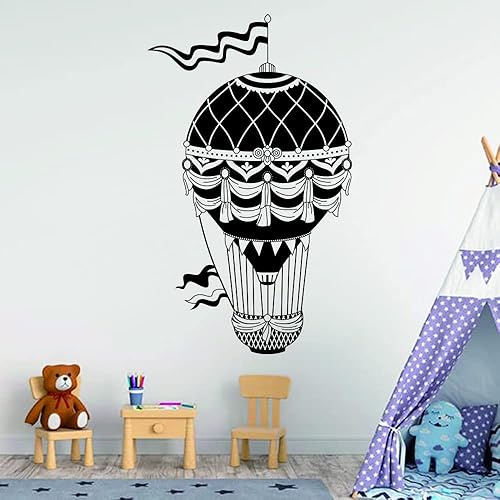 Miniatura 8 de Calcomanías de pared de globo aerostático de 23 x 39 pulgadas, coloridas calcomanías de PVC extraíbles para habitación de niños, guardería, sala de