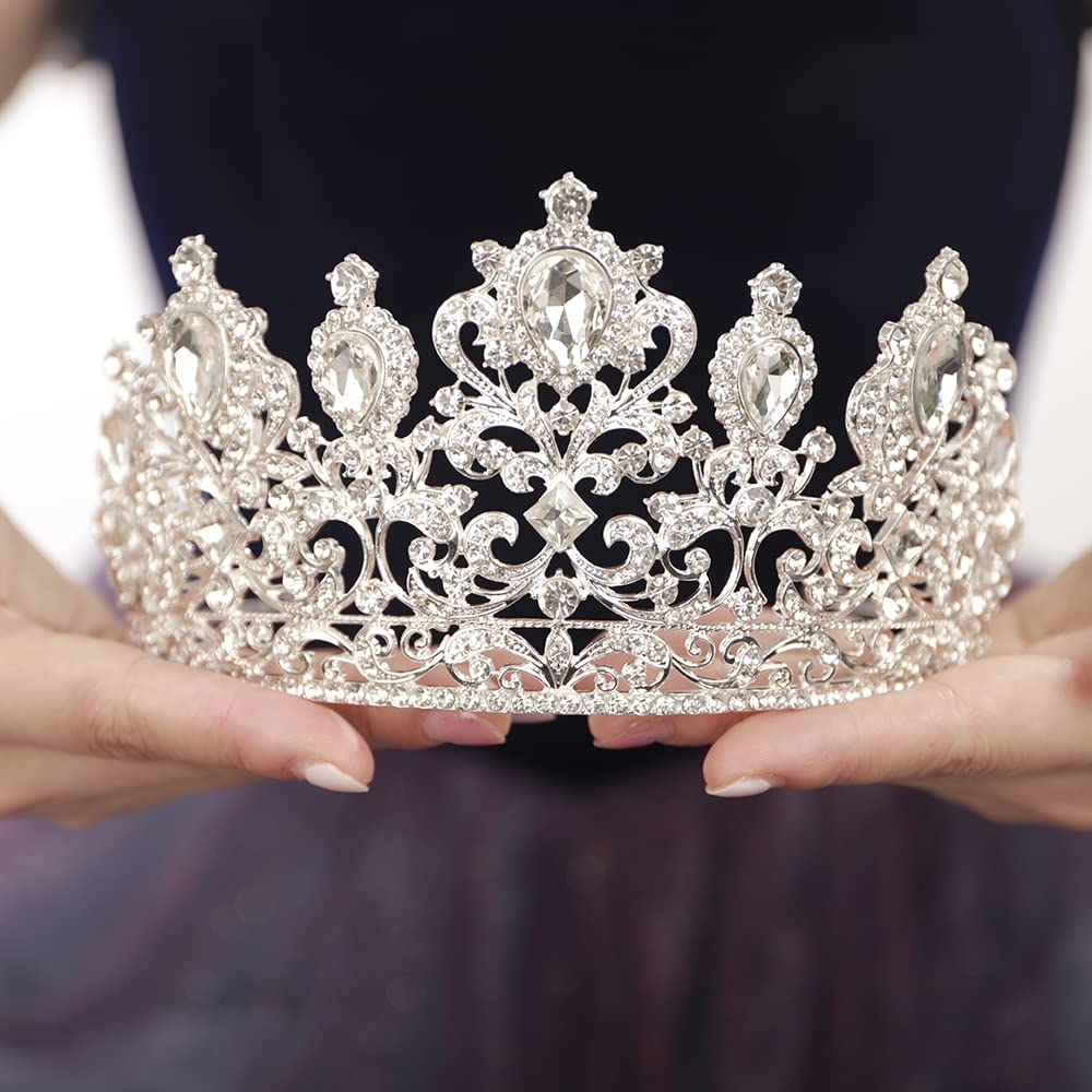 JWICOS Baroque Vintage Rhinestone Tiara Royal Crystal