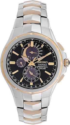 Seiko Stainless Steel Coutura Analog Black Dial Men Watch-Ssc764P1, Bandcolor-Silver