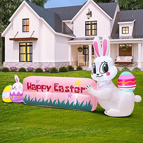 Simgoing 8 ft Long Easter Inflatable Egg Decorations Easter Blow up Outdoor Yard