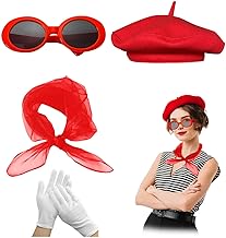 French Artist Costume Accessories Set for Women French Artist Pamper Kit with Beret Scarf Sunglasses Gloves for Women Girls Cosplay Party Supplies Day
