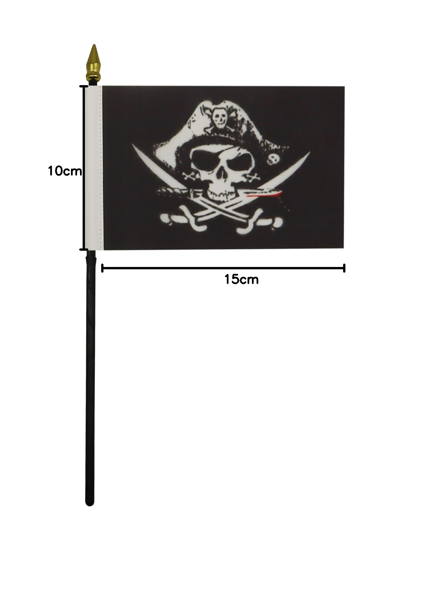 AZ FLAG Bandiera da Tavolo Pirata 15x10cm Punta Dorata Teschio