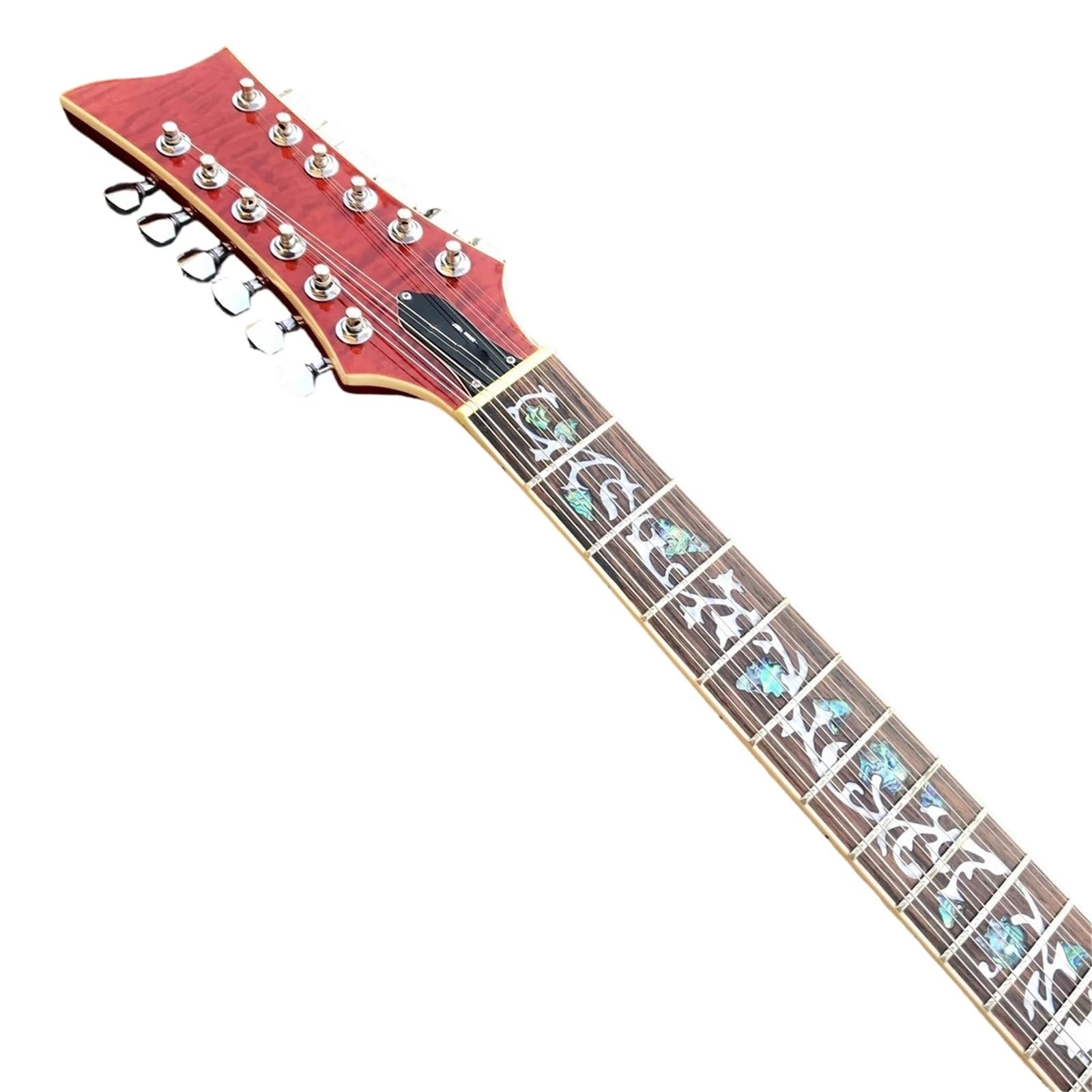Standard Gitara Elektryczna Profesjonalny 12 Strunowy Pomarańczowy Płomień Klon Semi Hollow Jazz Gitara Elektryczna Humbucker Pickup