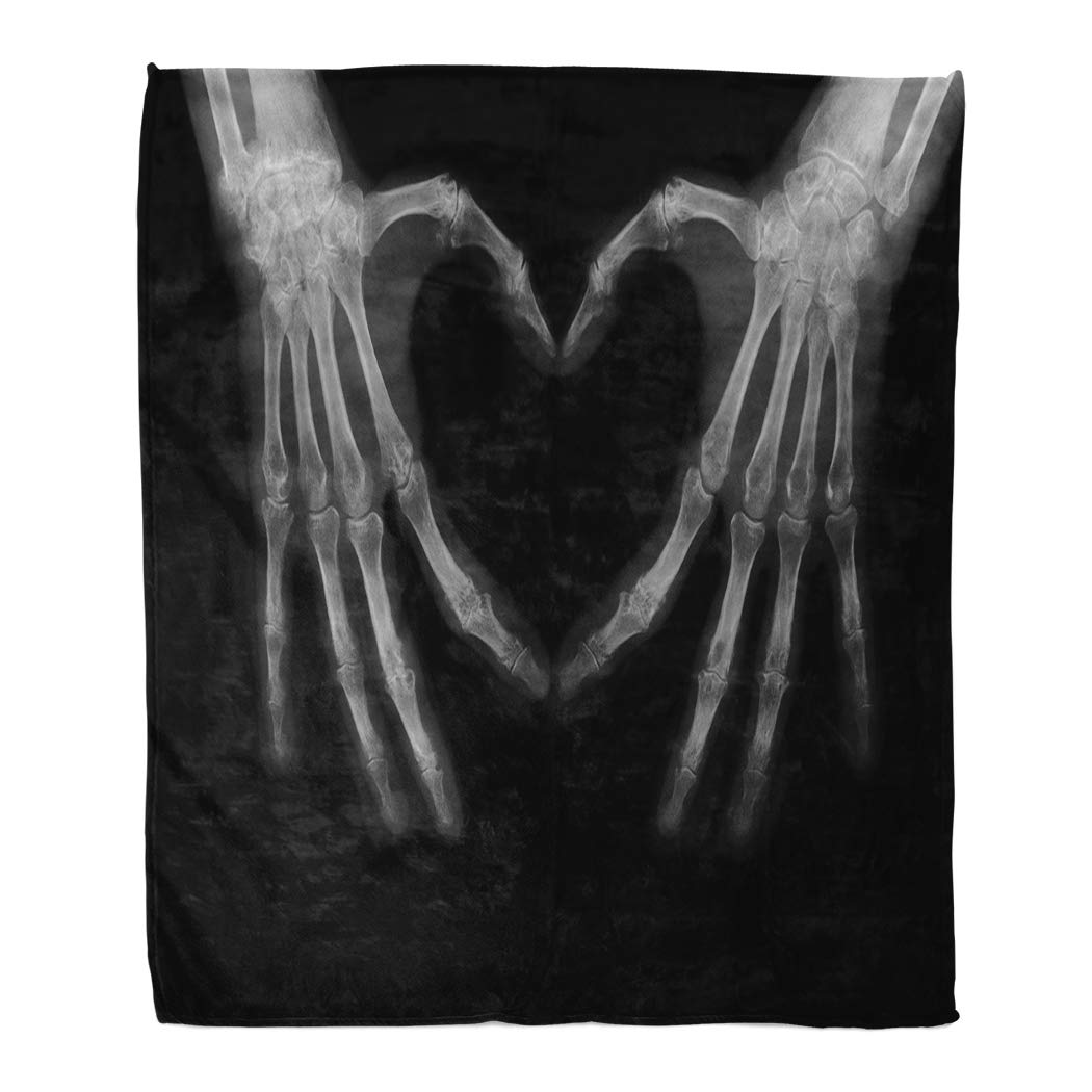 Suike Throw Blanket 50 X 60 Inches Luxury Flannel Xray Bones Hands Making The Sign Love Heart Science Body Human Medical Medicine Microfiber Soft Cozy Warm Wrinkle Resistant Couch Bed Throws