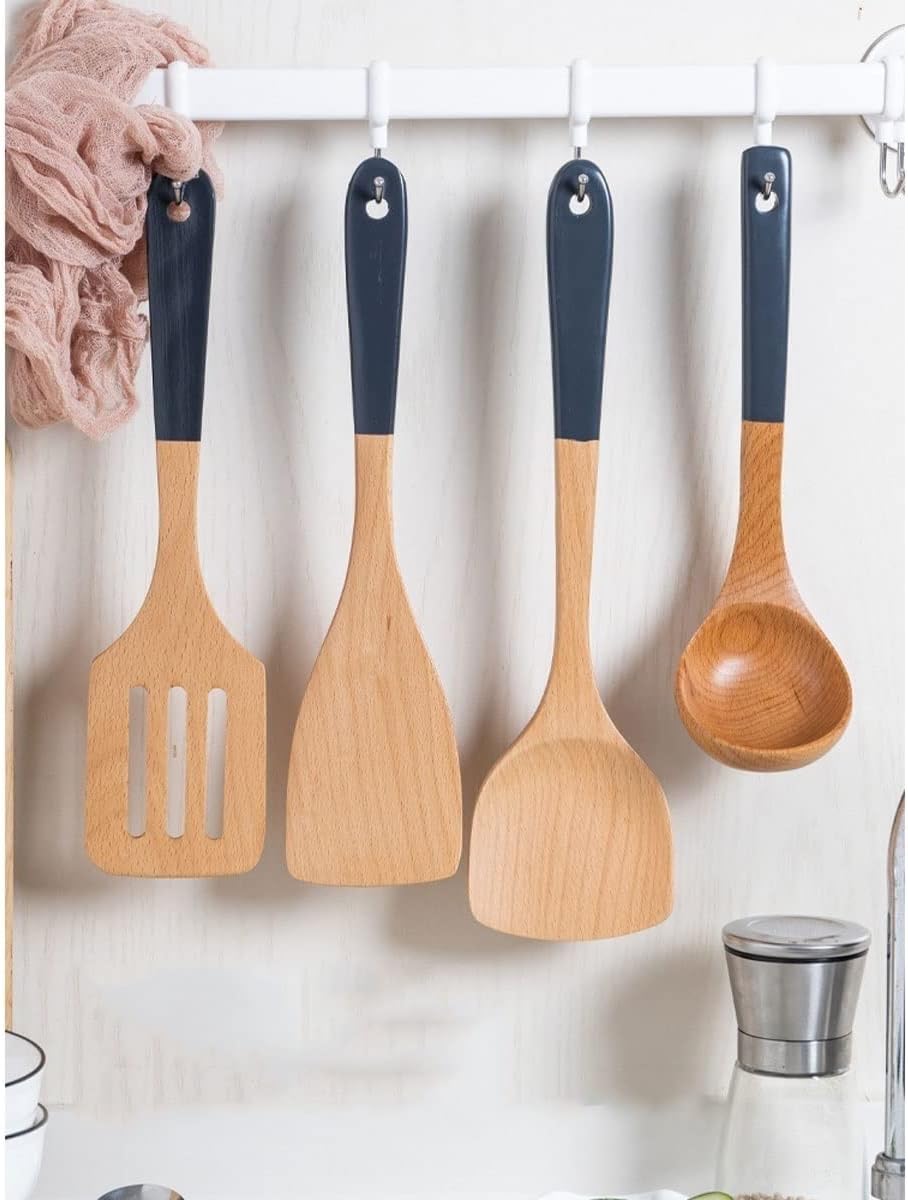 Wood Spatulas Spoons for Cooking Kitchen Utensils Sets Cooking Tools 5 Pieces