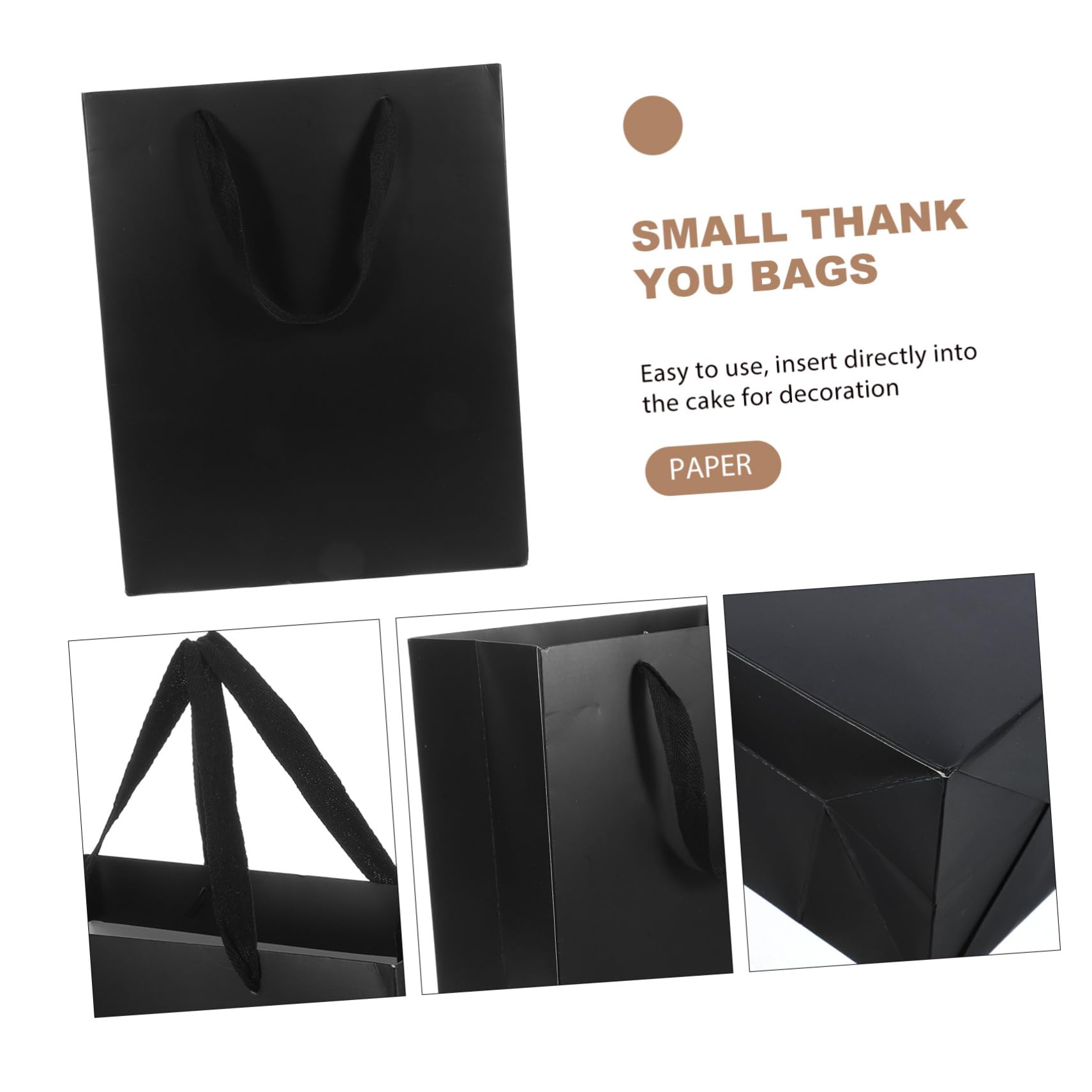 BESTOYARD 10 Stück Kraftpapier Geschenktüten mit Henkel Mittelgroße Schwarze Papiertüten Vielseitige Tragetaschen für Partygeschenke Geschäft Basteln Hochzeit und Boutique