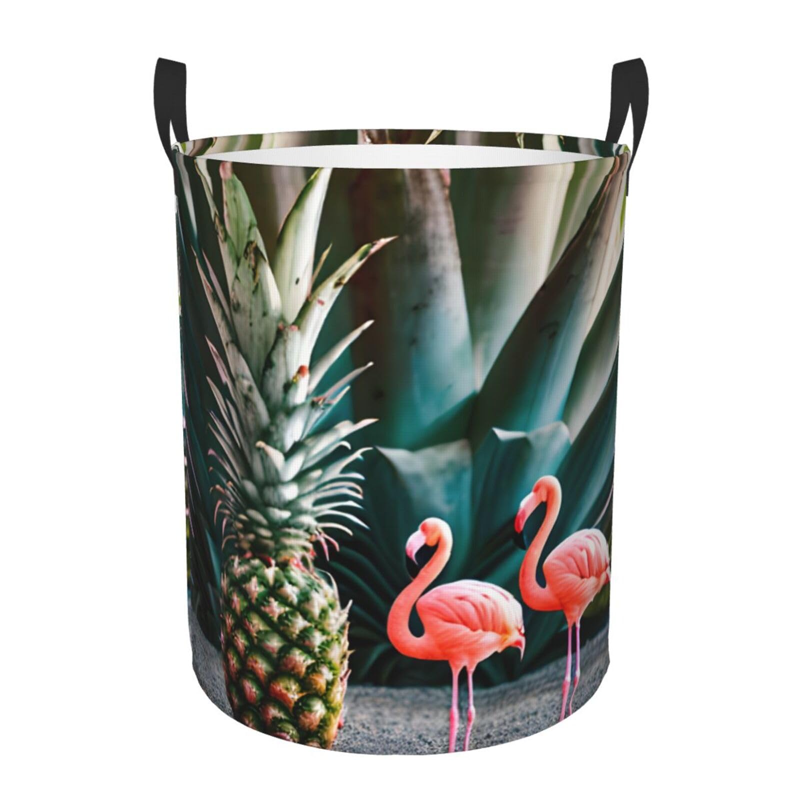 S Collapsible Laundry Hamper Round Pineapple Flamingo Print Storage
