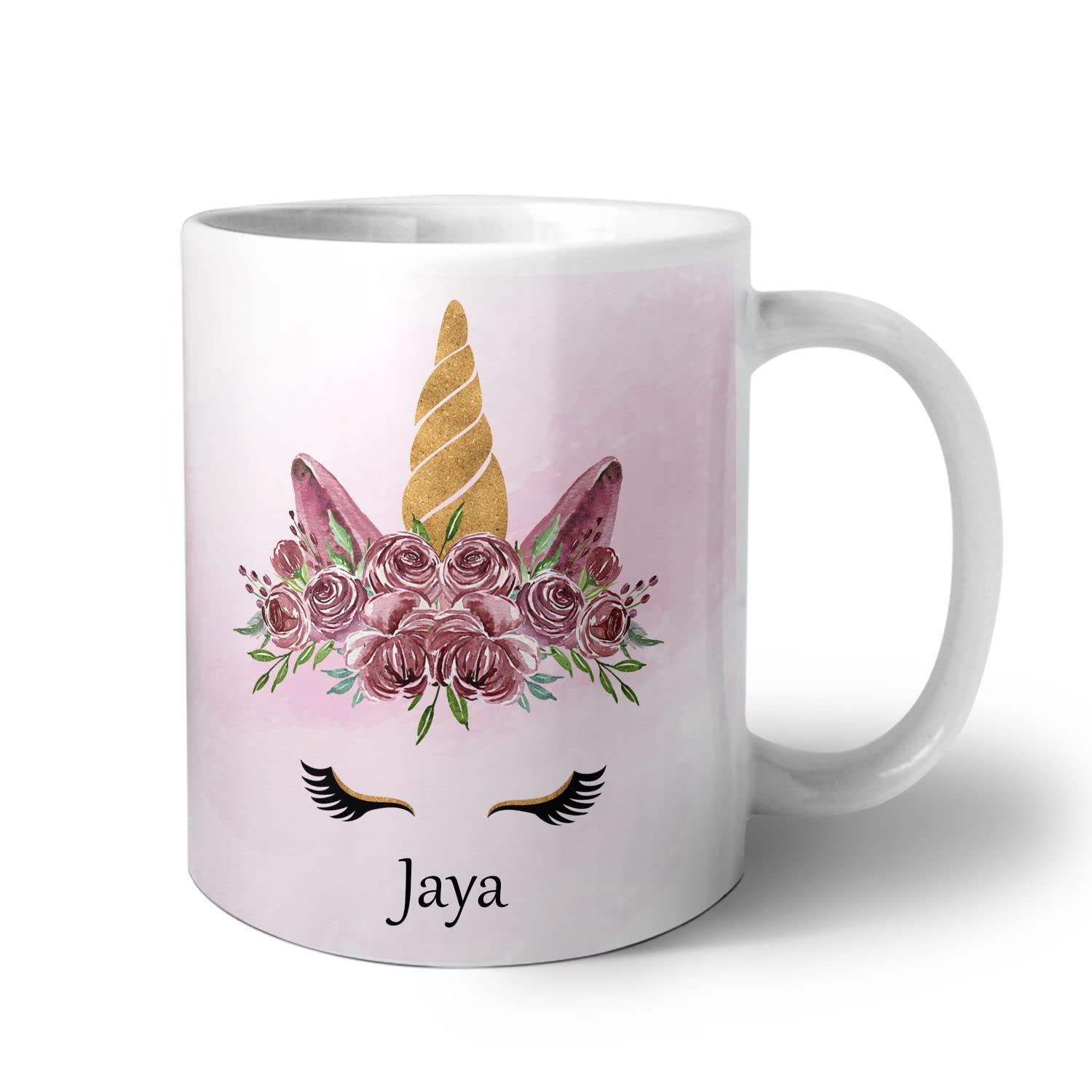 ASHVAH Unicorn Jaya Name Ceramic Coffee Mug and Coaster Combo Gift (Pack of 2) for Daughter, Sister, Wife, Name -Jaya 2