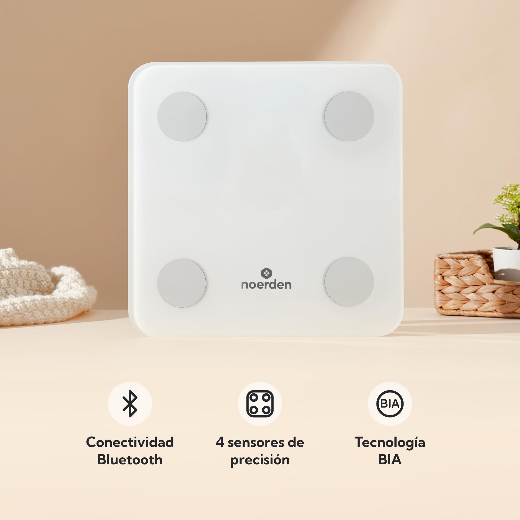 NOERDEN Minimi+ - Báscula inteligente para el cuerpo, color blanco