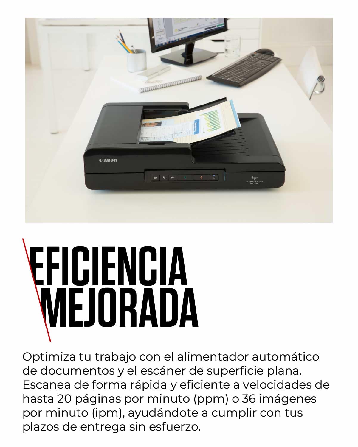 Canon imageFORMULA DR-F120 Escáner Plano de Documentos y Alimentador | A Doble Cara con USB para hogar y Oficina | hasta 20 pág/min | Alimentador de 50 Hojas | Incluye Software Canon CaptureOnTouch
