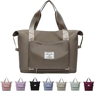 Large Capacity Folding Travel Bag, Portable Foldable Travel Bags Lightweight Waterproof Oxford Fabric Bag, Dry and Wet Separation Gym Bag, Duffel Bag, Shoulder Bag (Khaki)