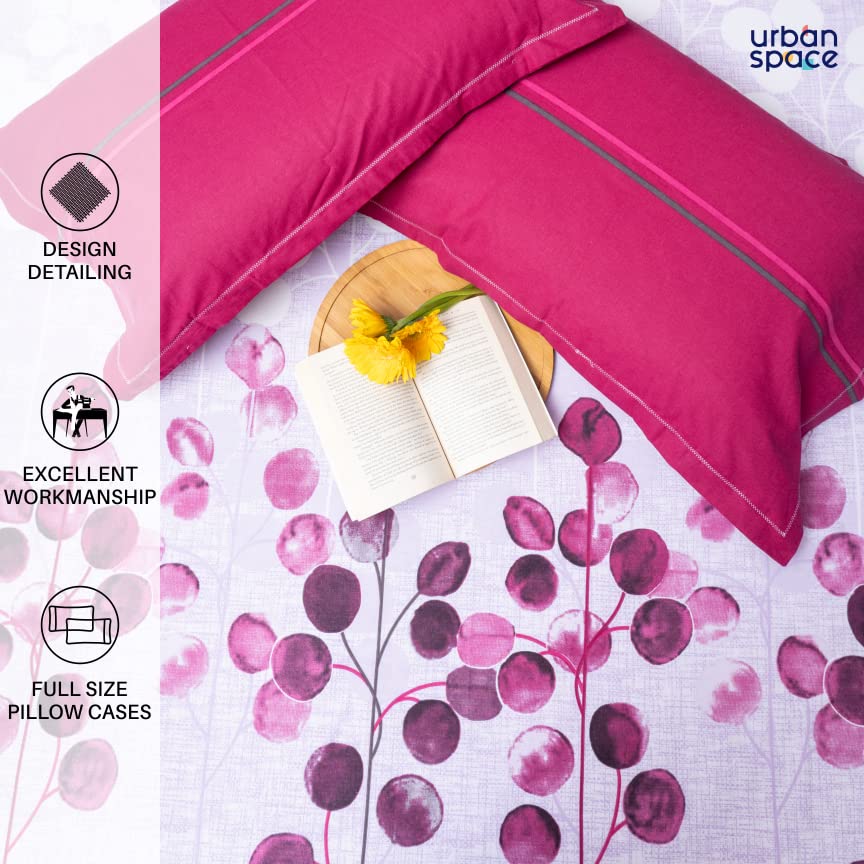 Image of Urban Space Divine 100% Cotton Bedsheets for Double Bed with 2 Pillow Covers, Double Bedsheet (Size 90 inch x 100 inch, Mars Purple)