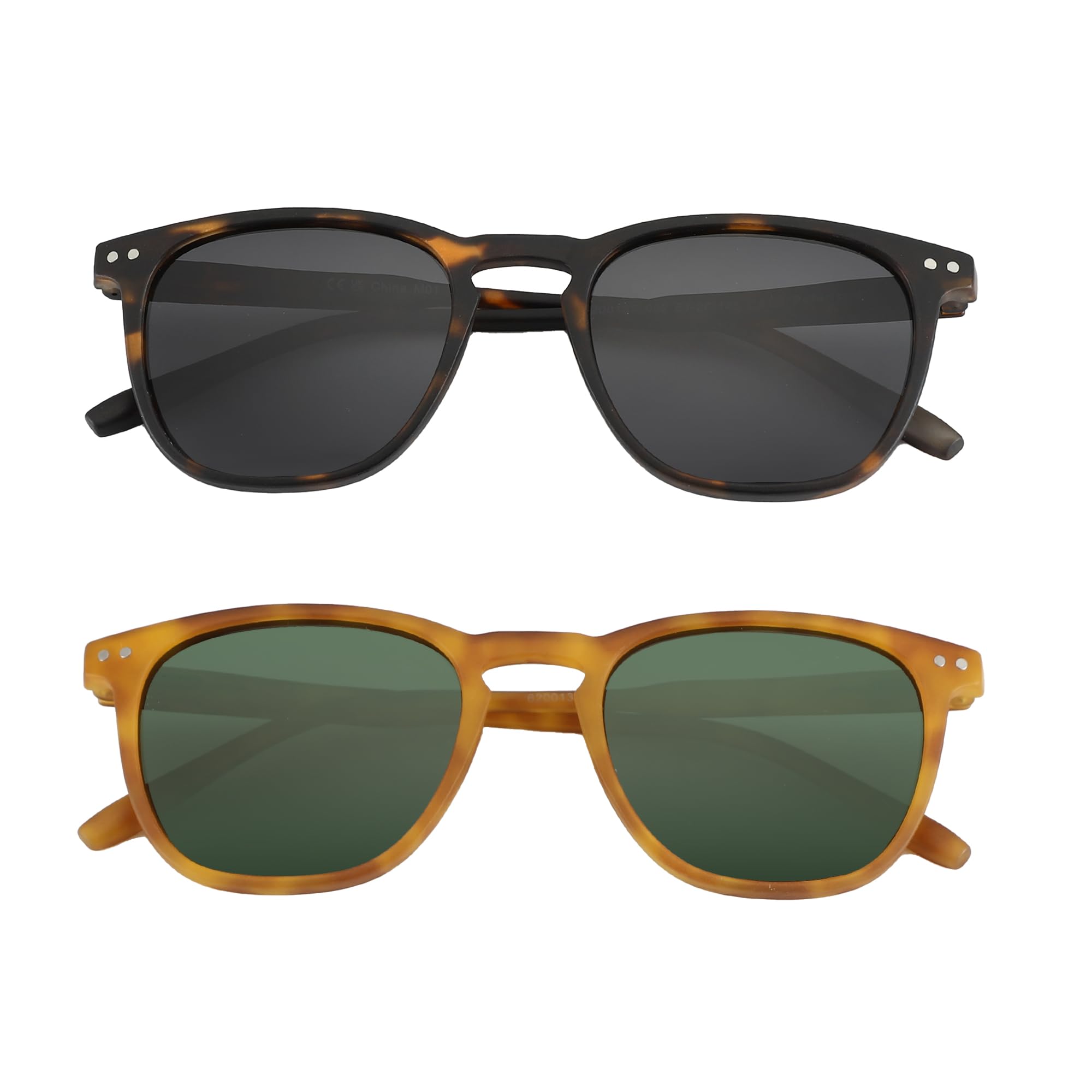 ZENOTTIC 2 Paia Occhiali da Sole Polarizzati per Uomo Donna Retro Vintage Rotondi Quadrati Protezione UV400 Unisex