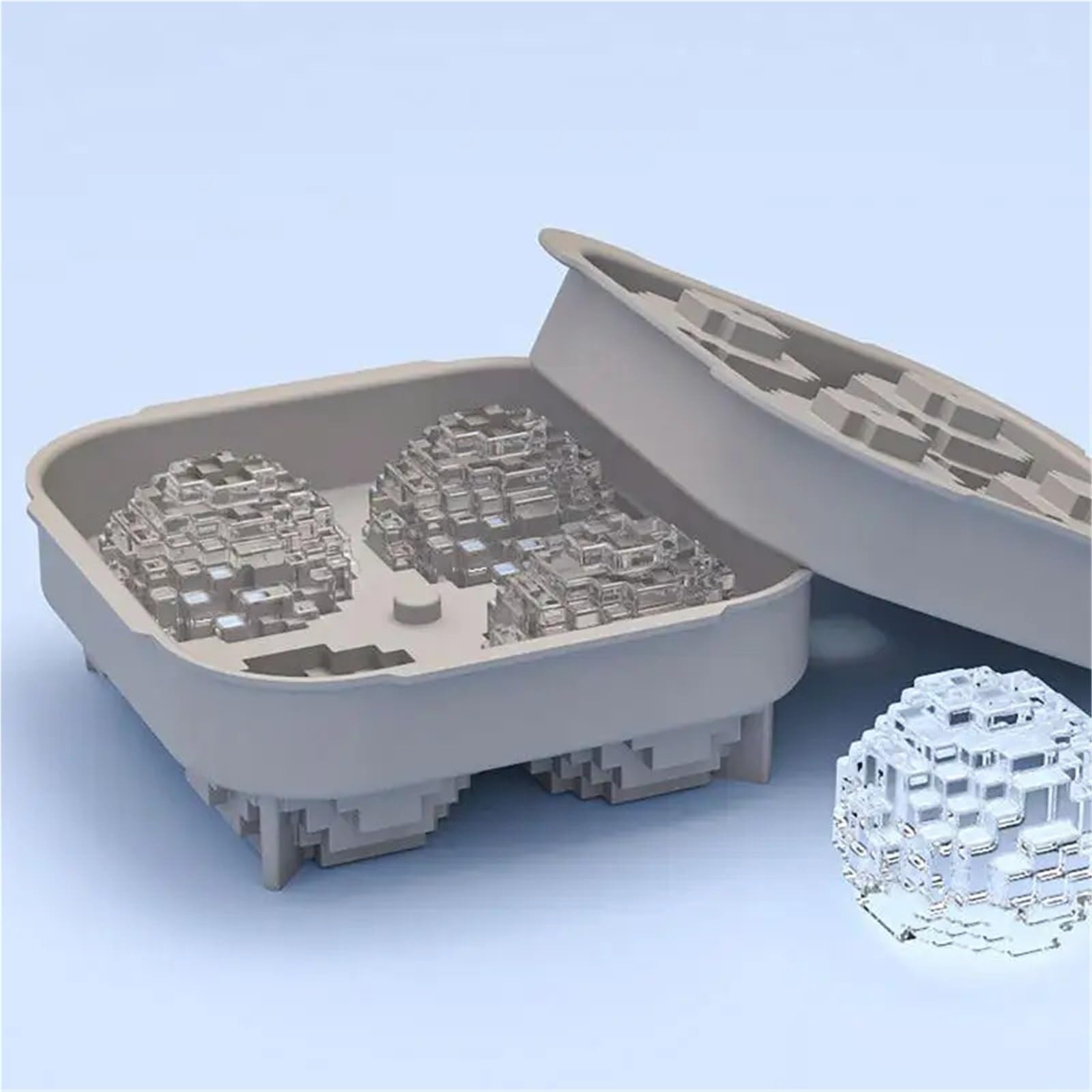 Eiswürfelformen 4 Grid 3D Ice Ball Ices Cube Silikon Tray Form Mit Deckel Wiederverwendbare Eis(Black)