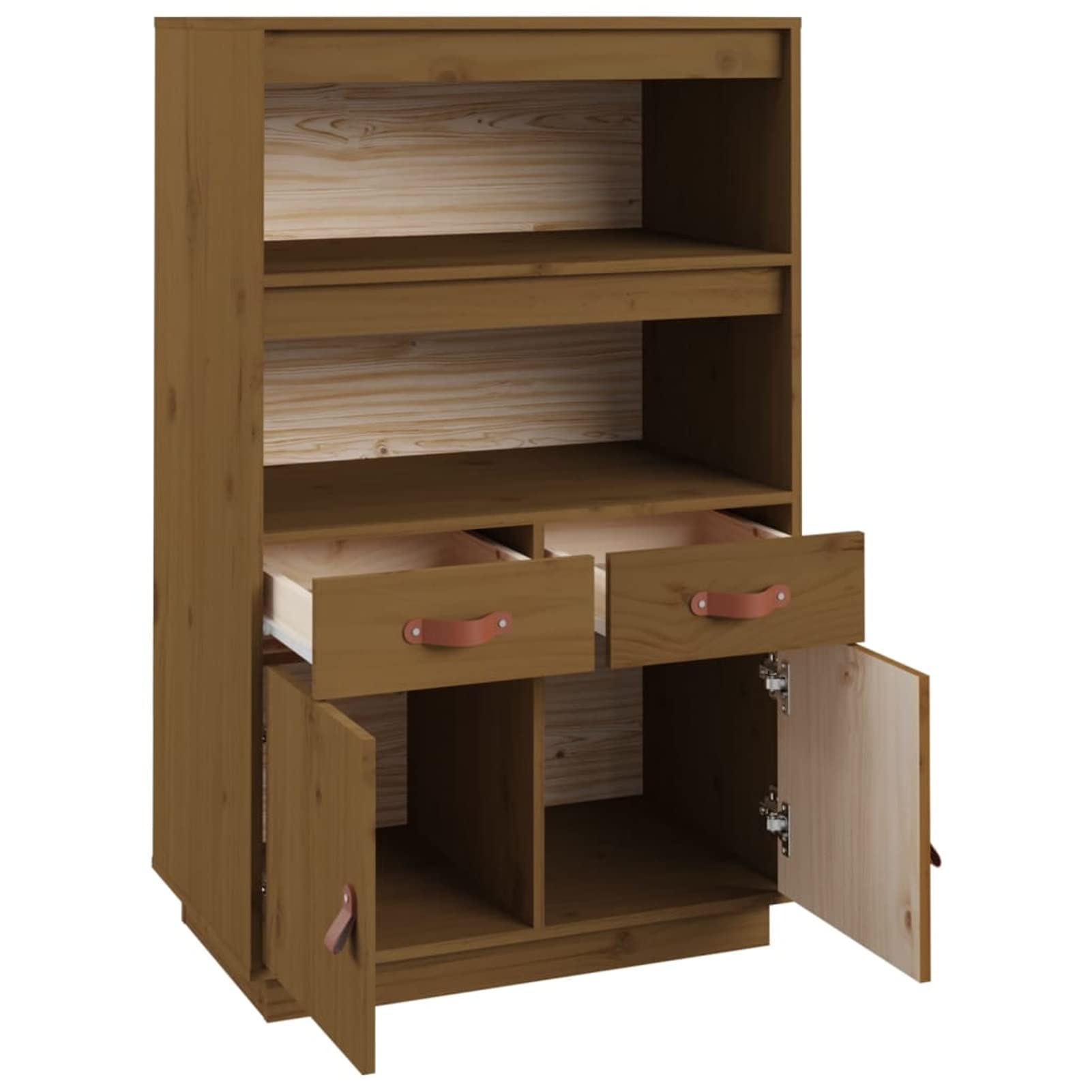 ShGaxin Bufet brązowy miodowy 67x40x108,5 cm z litego drewna sosnowego, wysoka komoda, szafka z szufladą, szuflady na komody