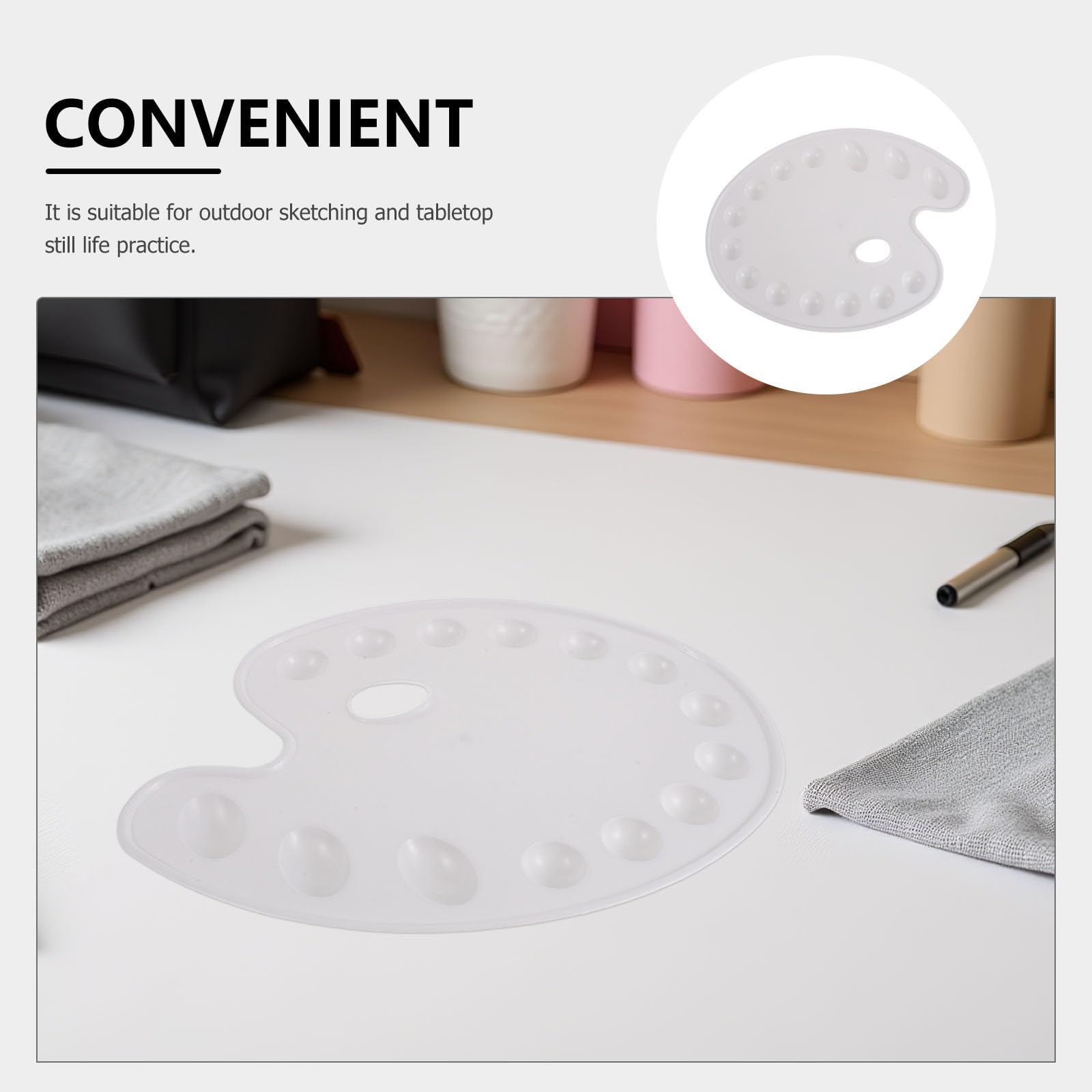 Palette de mélange pour Aquarelle (Lot de 6) à 14 Godets, idéale pour Le Dessin et Les Loisirs créatifs. Plateau à pigments en Plastique résistant. Matériel d'art.