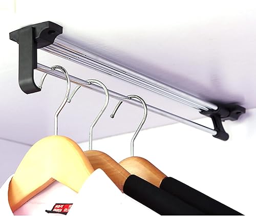 Barra extraíble de armario resistente para colgar ropa barra de ropa Autuwintor para armario ajustable con tornillos de montaje acero laminado en