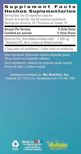 Miniatura 6 de Bio Nutrition Advanced Berberine 50 cápsulas vegetarianas 1,200 miligramos de berberina Sistema inmunológico IG saludable