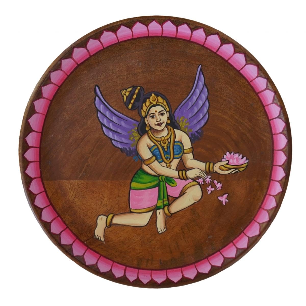 Tarang Arts Gandharva Hand Painted Wall Hanging Mango Wooden Plate ideal for Wall Decoration, Living Room, Gifts, Home & Office Decor (10x10 Inch)-image-47
