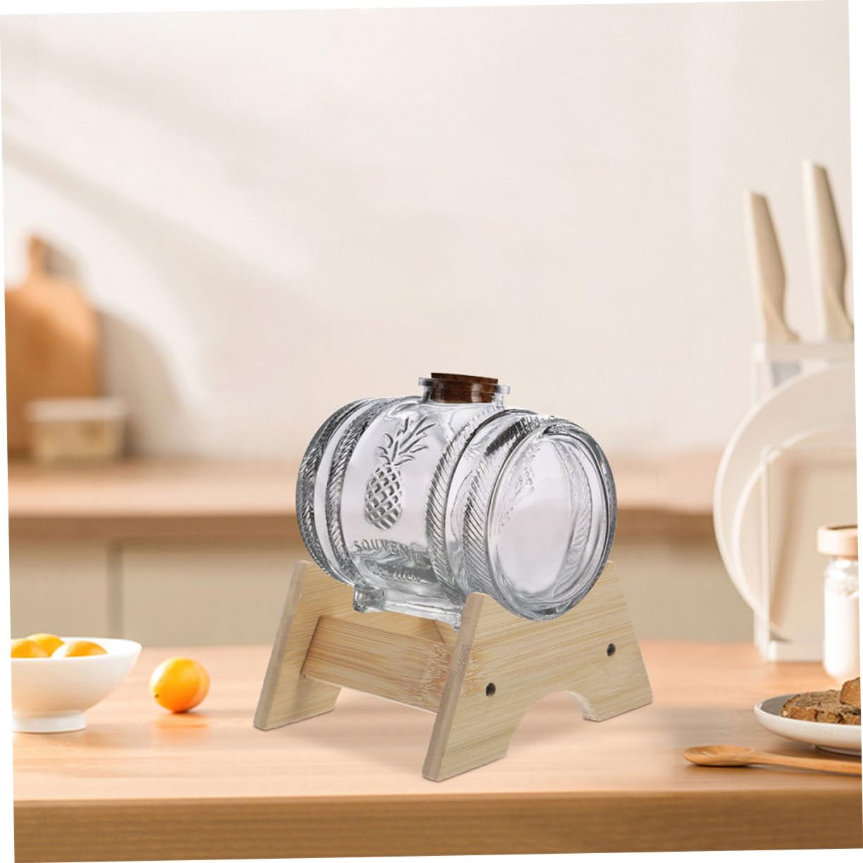 WOONEKY Soporte de Madera para Barril de Vino y Jarras de Agua, 2 Piezas, Diseño Elegante y Compatible para Bares y Entornos Comerciales