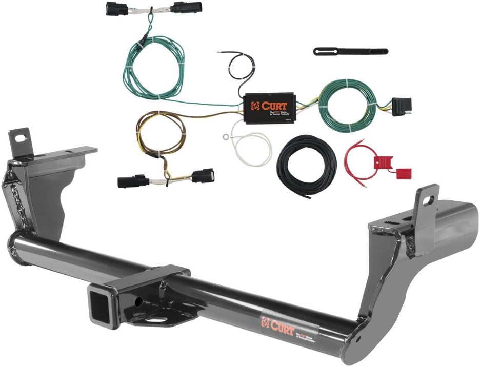 Curt Class 3 Trailer Hitch 2 Inch Receiver fits 2015 2018 Edge SE SEL | 4,000 lbs. GTW | Includes 4-Way Flat Output Custom Wiring Harness | 13234 56272