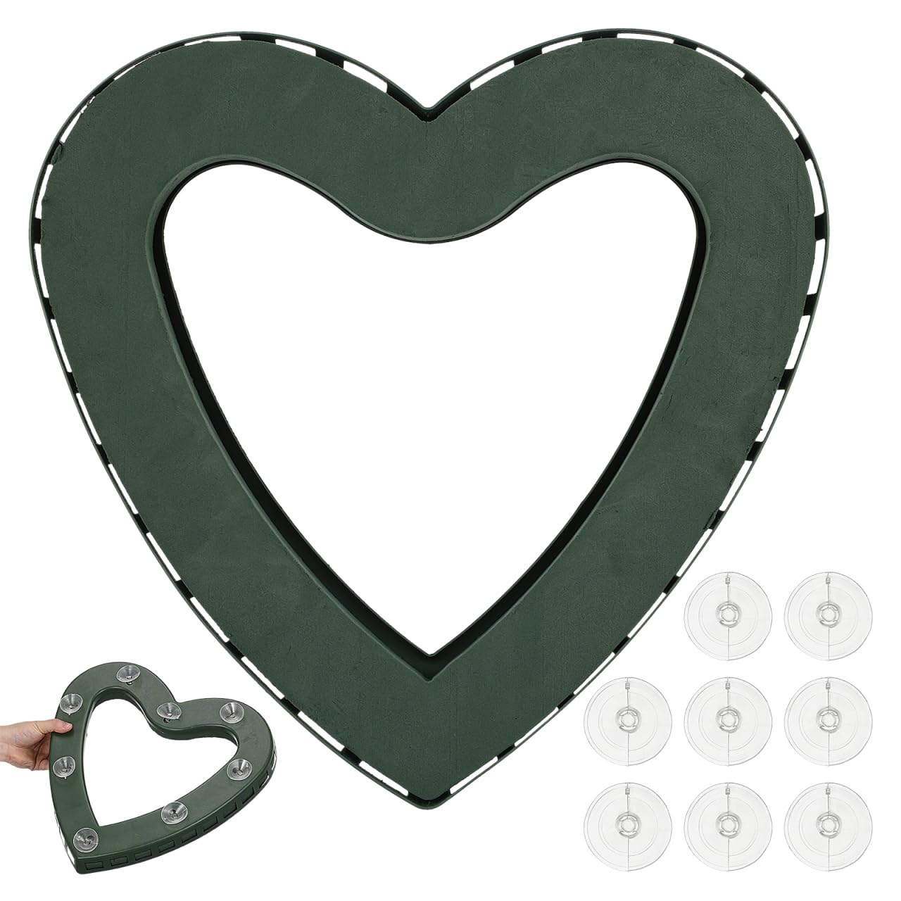 Wedding Car Heart Frame Floral Foam Blocks Green Garland Floral Cage for Live Flower Dry Flowers for Decoration Casket Spray Flower Arrangement Foam Bride Base Heart-Shaped Plastic-image-34