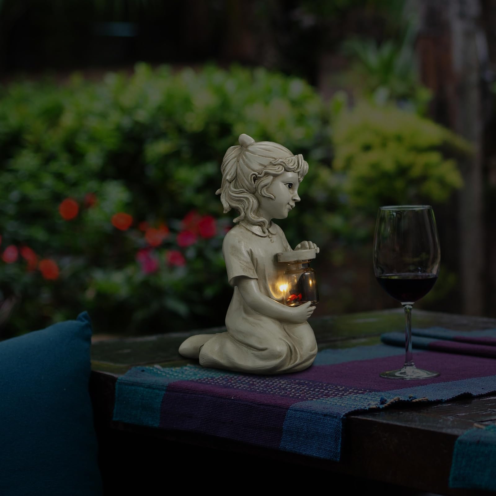 Angoily Statua Luminosa Solare da Giardino in Resina, Decorazione Casa