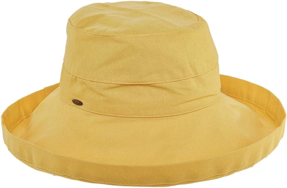 womens Cotton Big Brim Hat With Inner Drawstring & Upf 50+ Rating