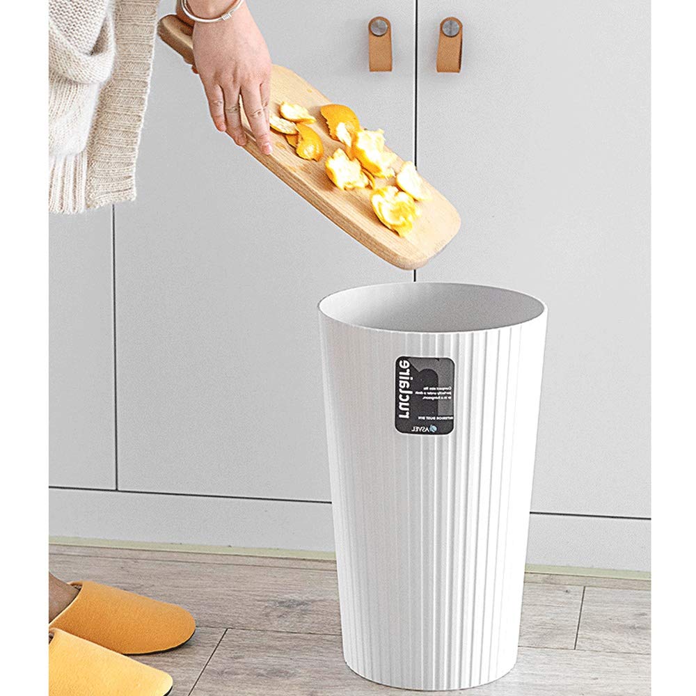 Cestino, Casa Scoperto Che Vivono Camera Bagno Cestino Creativo della Carta da Ufficio Cestino 6L / 10L / 13L (Color : White, Size : 6L)