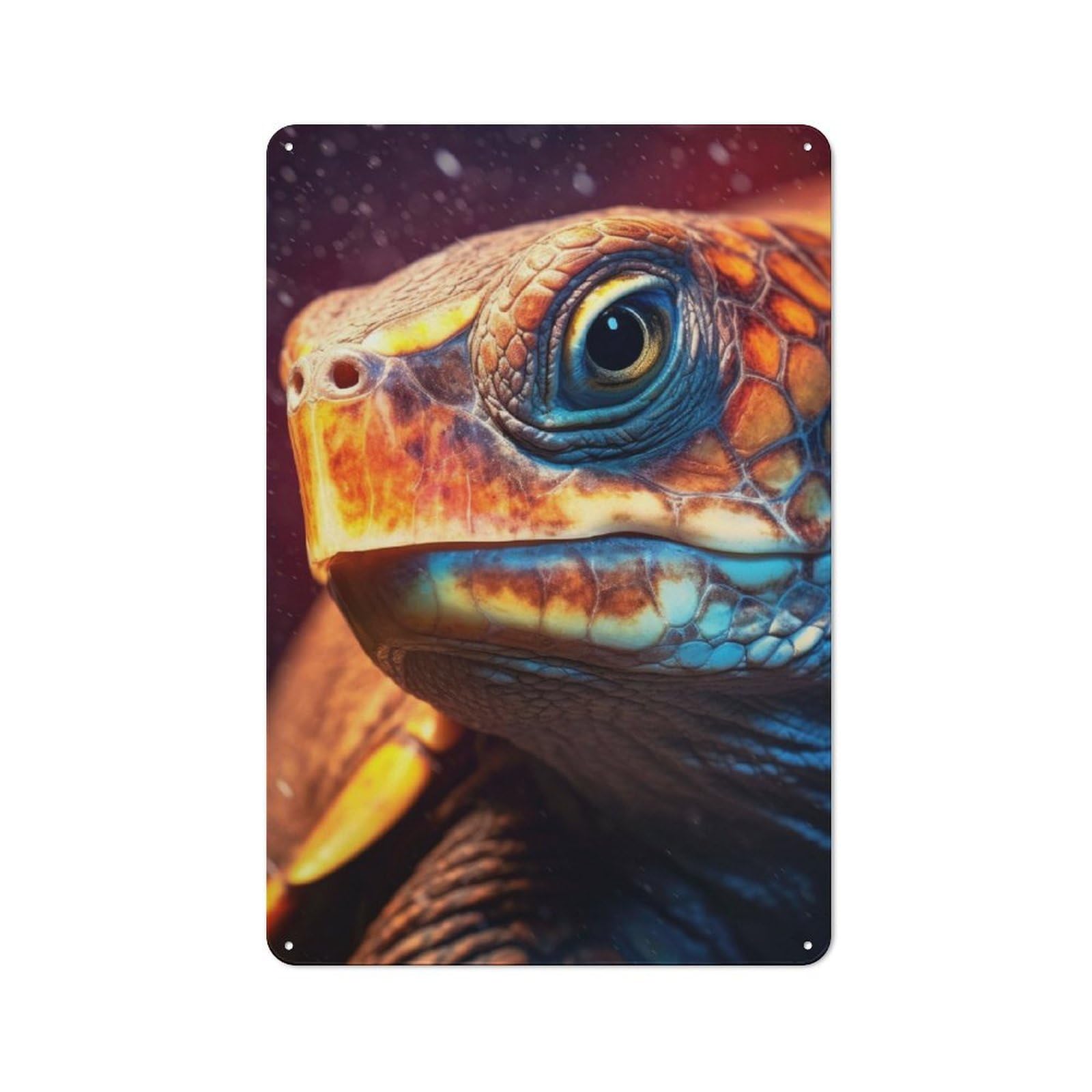 Junmoney Turtle Closeup Face Rustic Metal Sign 30X20cm For Guest Room Or Hallway, Suited To Hallway Wall Decor Fans