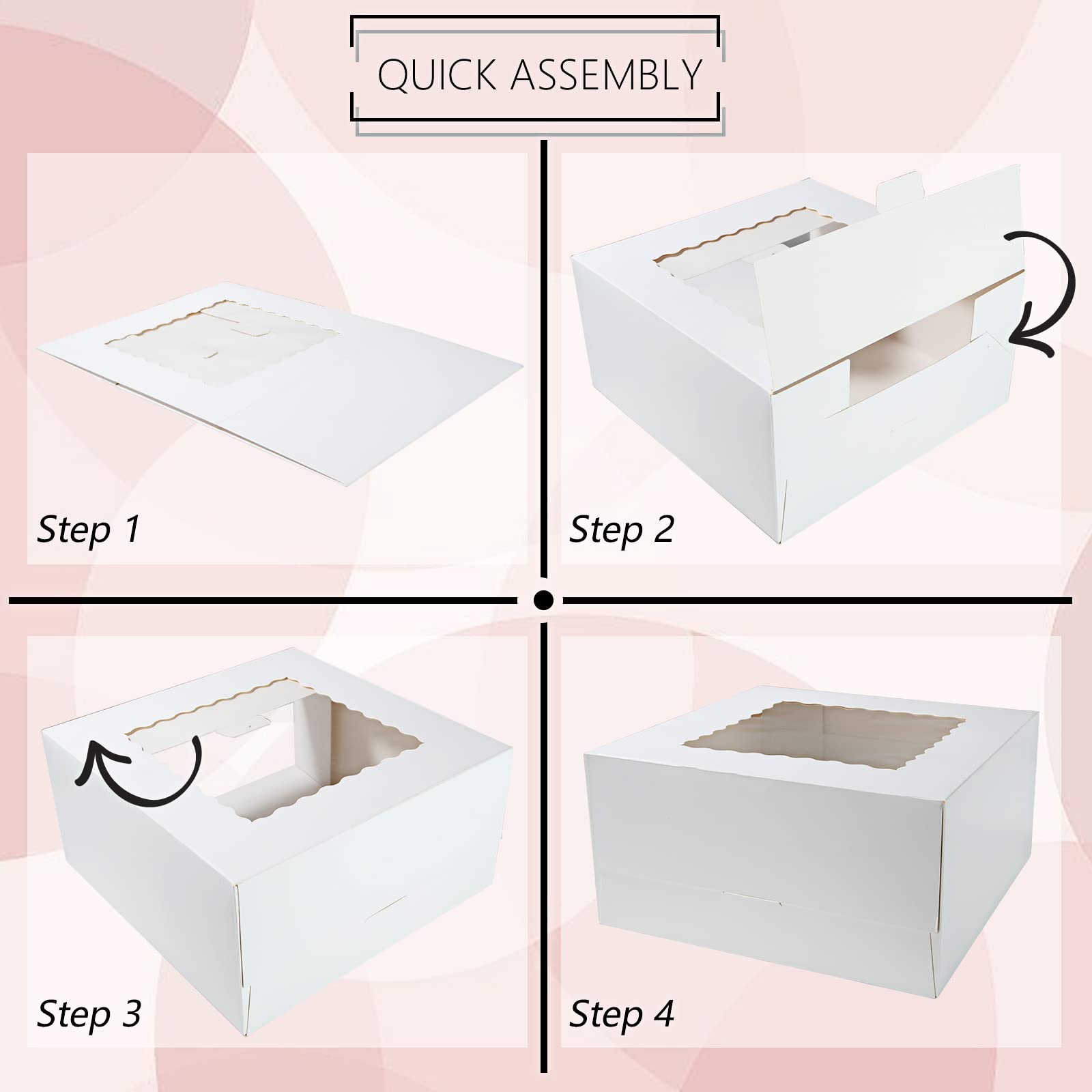 14 Scatole Per Torte Con Finestra 25x25x13 Cm – Robusti Contenitori In Cartone Per Dolci, Con Tagliere Incluso, Ideali Per Biscotti, Cupcake, Pizza E Muffin - 2