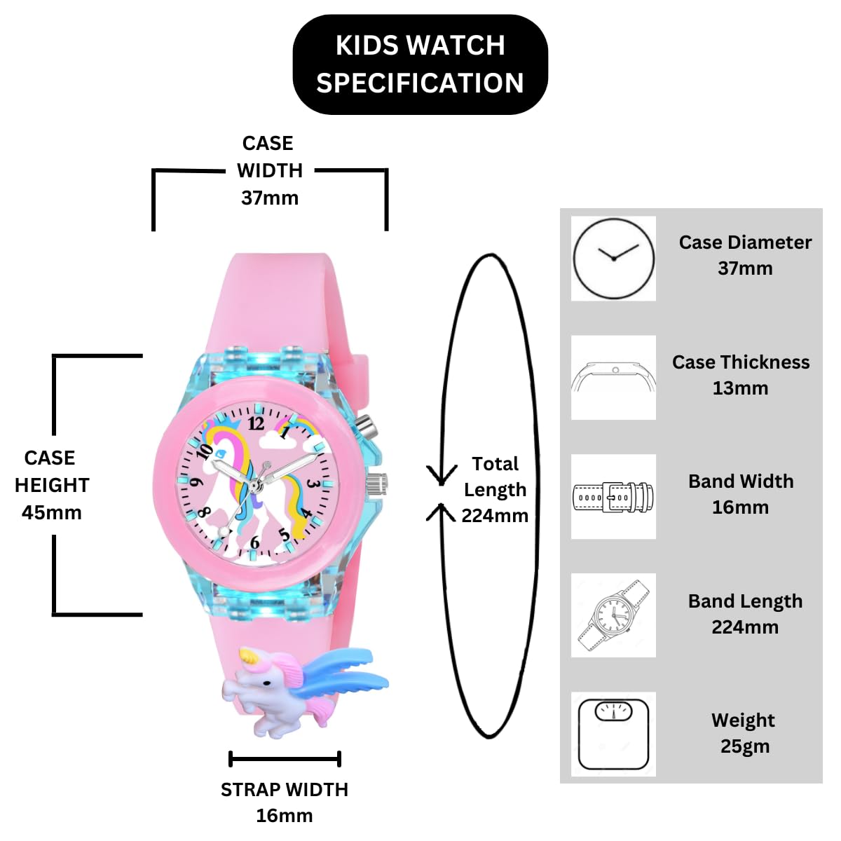 ON TIME OCTUS Silicone Kids Analouge Multi-Color Light Cute 3D Cartoon Character Girls Watch (Multicolour Dial & Pink Colored Strap) 2