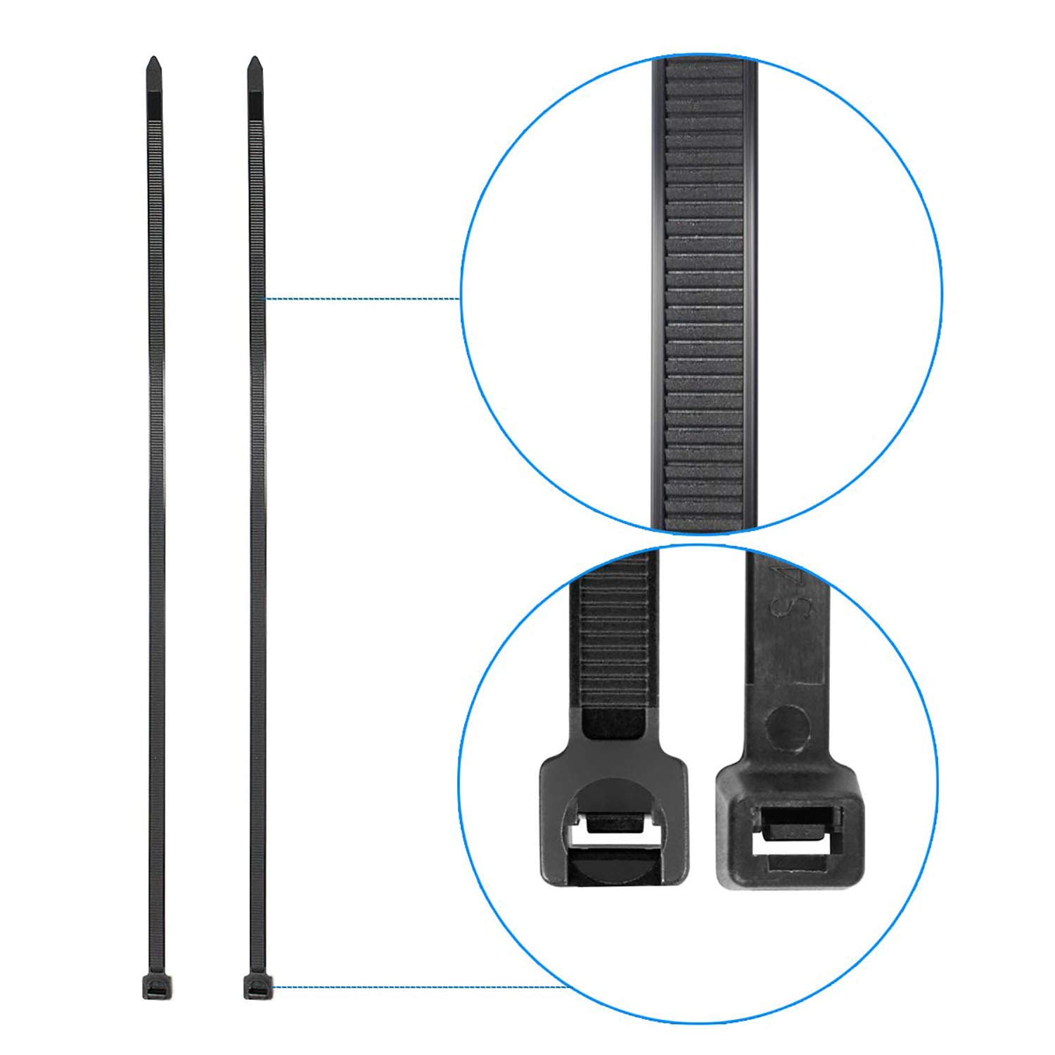 Superun Schwarze Kabelbinder 15,2 Cm – 1000 Stück, 18,1 Kg Zugfestigkeit, Für Innen & Außen