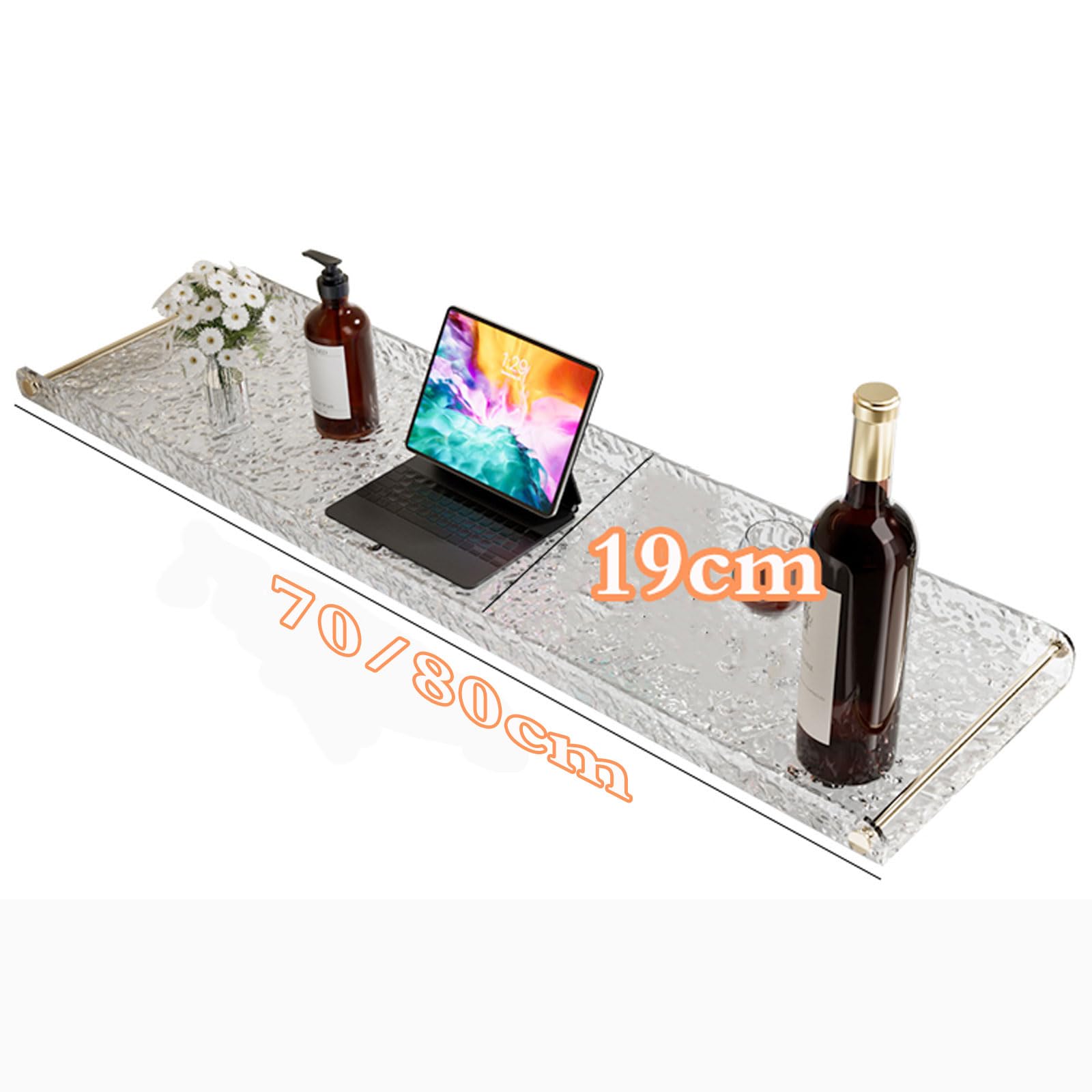 Bandeja de baño transparente impermeable – Estante de plástico para bañera, estante para velas, copas de vino, libros, teléfono, accesorios de bañera elegantes para relajarse