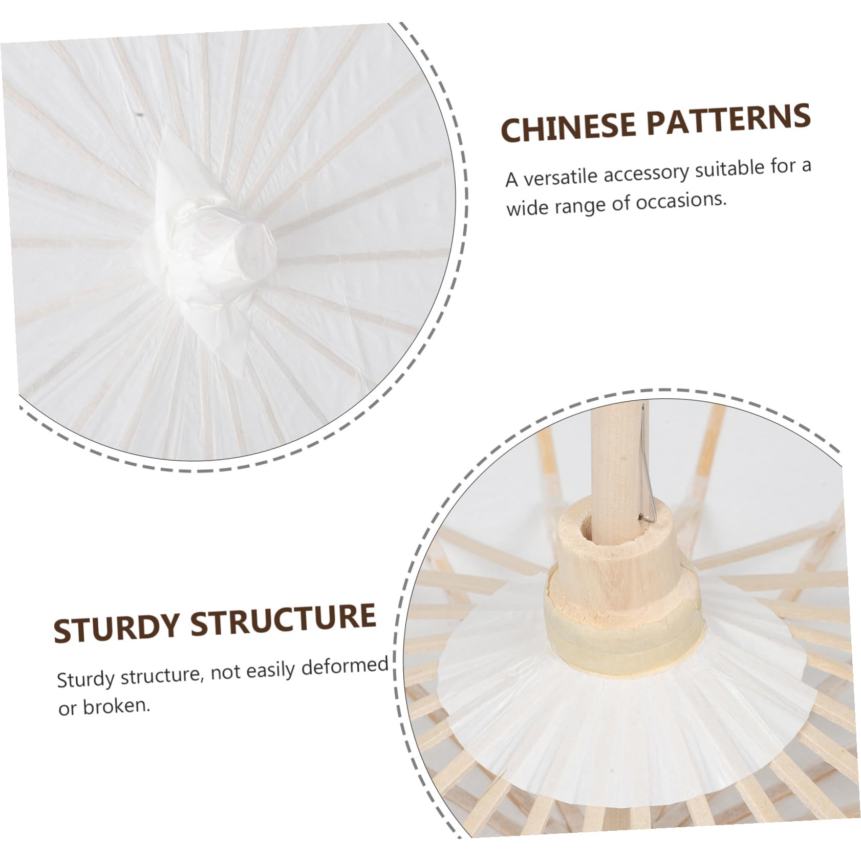 4 Weiße Papierschirme aus Papier und im Chinesisch Japanischen Stil Langlebig mit Regenschutz für Brautparty und Fotoshooting Dekoration