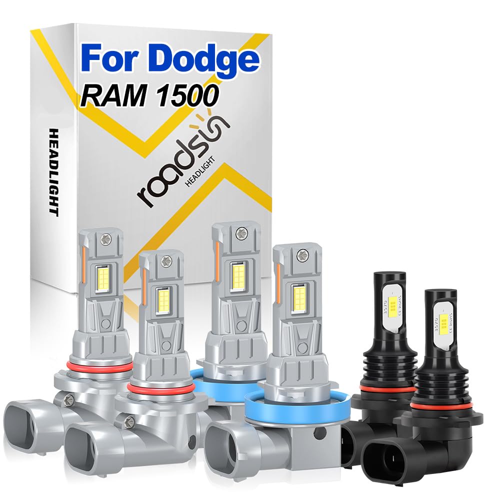 Bombillas LED Para Faros, 120W, 6000K Blanca, 9005/H11 Luz de carretera y luz de cruce, 9005 Luz Antiniebla, Luces LED anti-deslumbramiento, tubo de cobre único, For Dodge RAM 1500 2009-2018