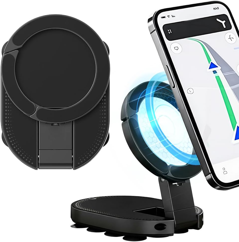 3-in-1 Suction Magnetic Phone Holder, 2026 New 360° Rotatable Phone Tripod Mount Magnetic Gym Phone Holder, Ideal for Car Dashboard, Gym, Kitchen, Office (3PCS)