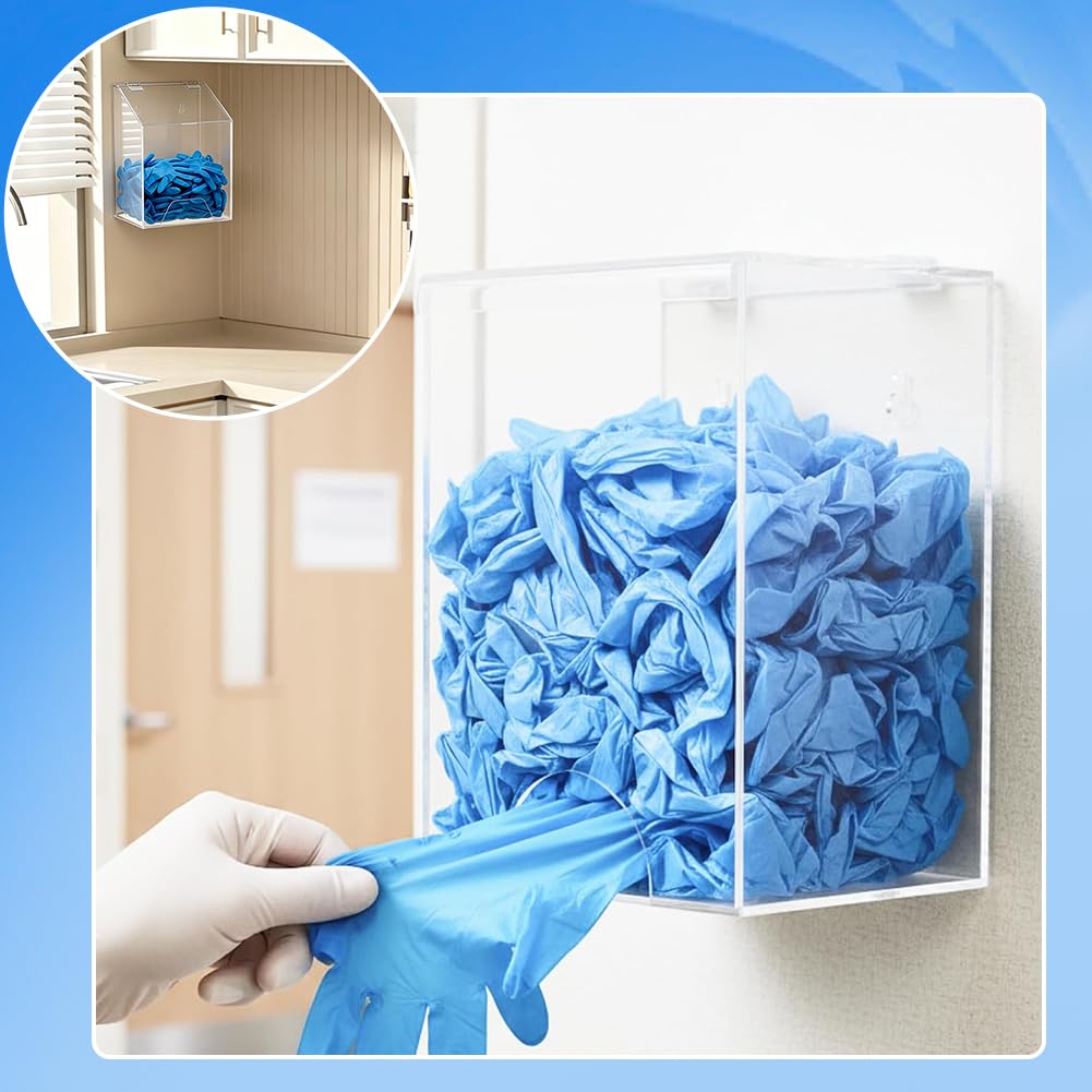 2 Stück Acryl Spender Wand Montage Klar Gesichts Abdeckung Halter 6.5x5x8.27 Zoll für Haarnetz Erbrechen Taschen Schuh Abdeckungen Bart Netze