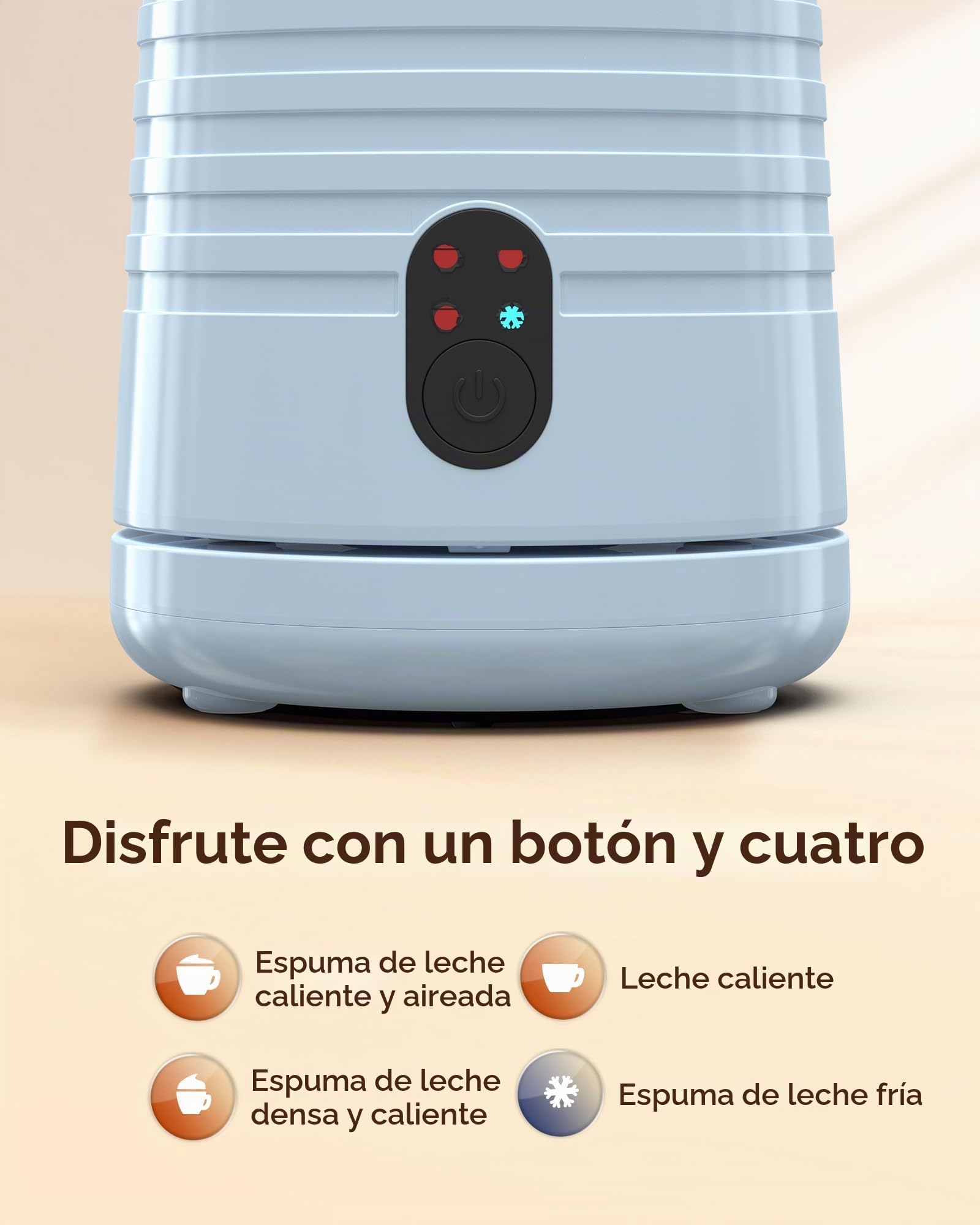 Morpilot Espumador de Leche Eléctrico, Calentador Leche Espumador 4 en 1, Vaporizador de Leche Automático para Espuma Caliente y Fría, Azul