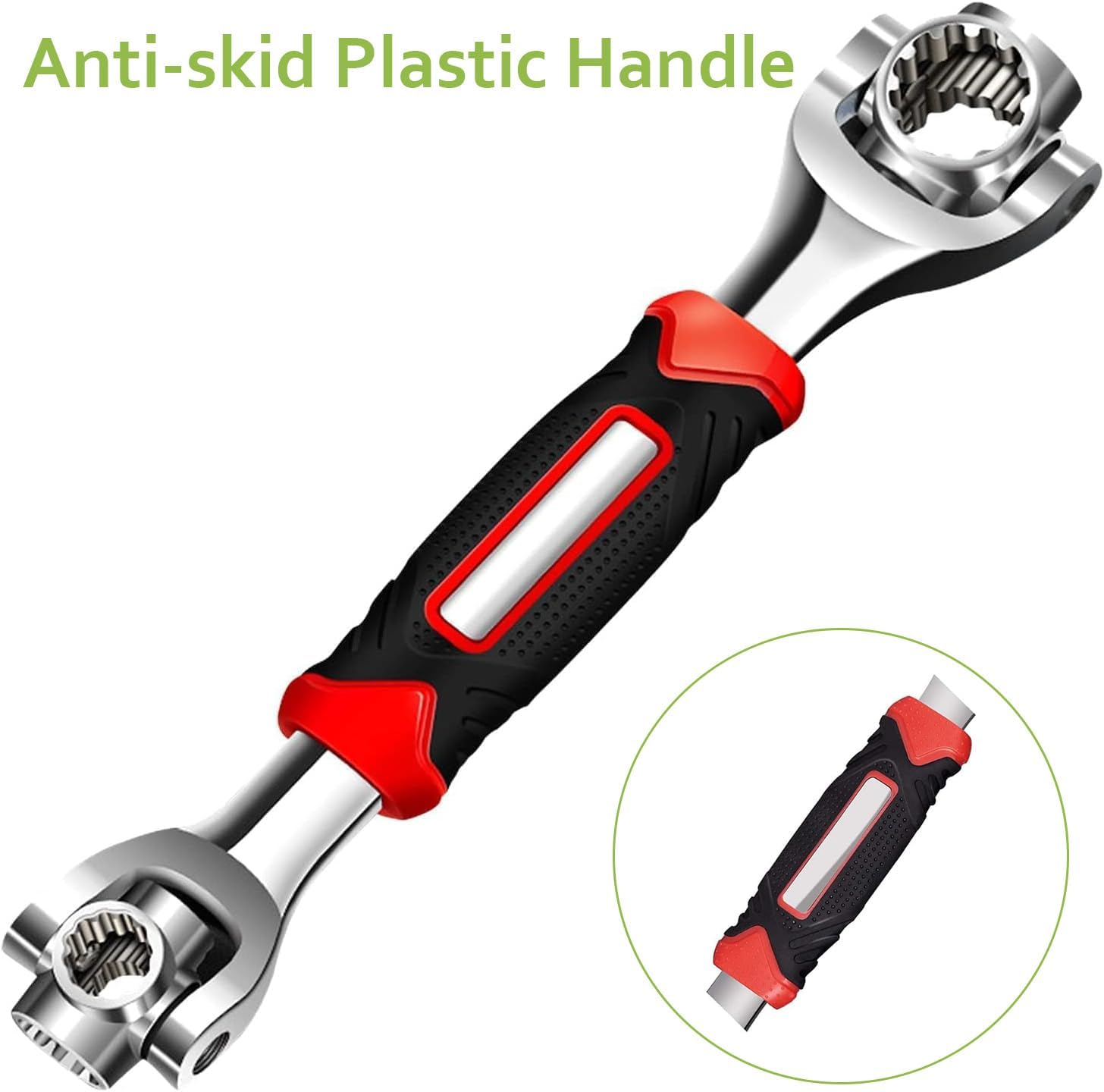 52 in 1 Universal Socket Wrench, 52 in 1 Socket Spanner Wrench with 360 Rotating Head, Chrome Vanadium Steel, Non-Slip Handle, Suitable for Automotive, Home, and Furniture Repairs